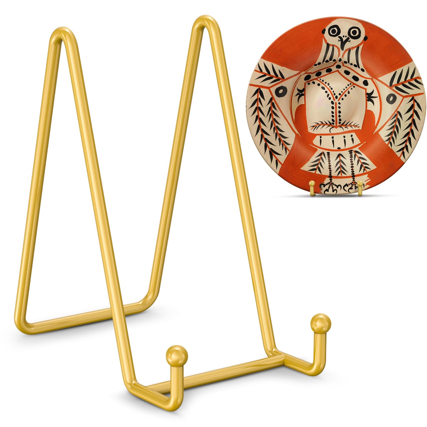 TR-LIFE 4 Pack 6 Inch Plate Stands for Display - Metal Easel Holder Stand for Picture Frame, Decorative Plate, Photo, Tabletop Art (Gold)