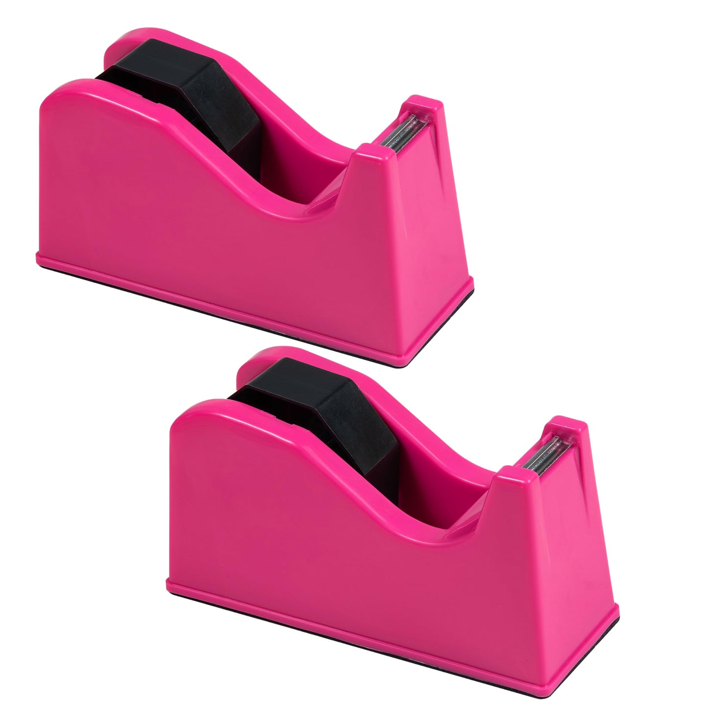 IHOMECOOKER Desktop Tape Dispenser Adhesive Roll Holder (Fits 1" & 3" Core) with Weighted Nonskid Base (2Pack-Rose red)