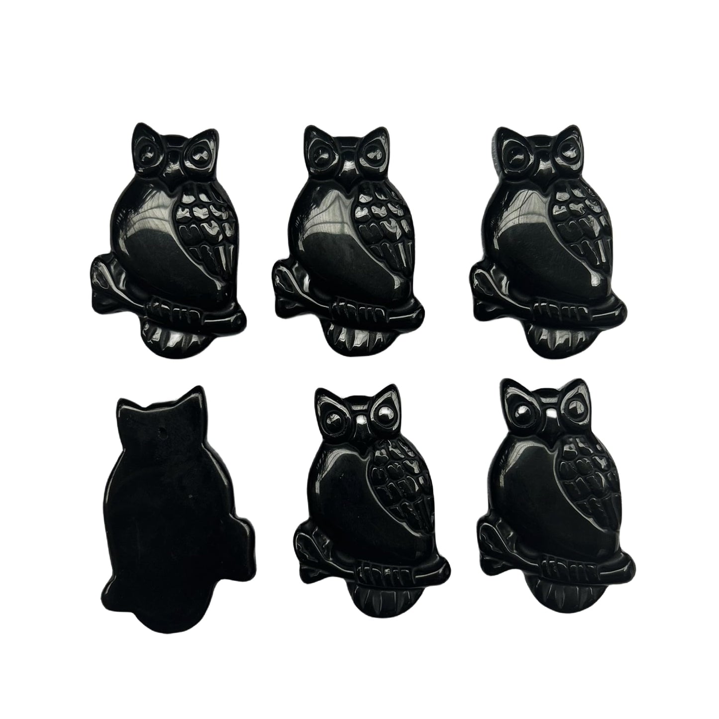 Bacatgem Natural Black Obsidian Owl Figurines Crystals and Healing Stones,Haped DIY Pendant