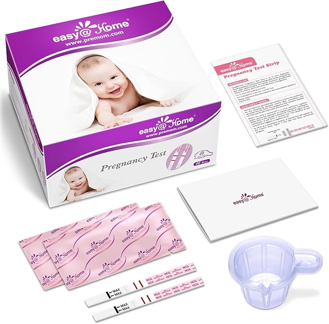 Easy@Home 40 Pregnancy Test Strips with 40 Urine Cups - Fast & Accurate Early Detection, Sensitive & Clear Results, Designed for Women Trying to Conceive Exp 09-30-2025