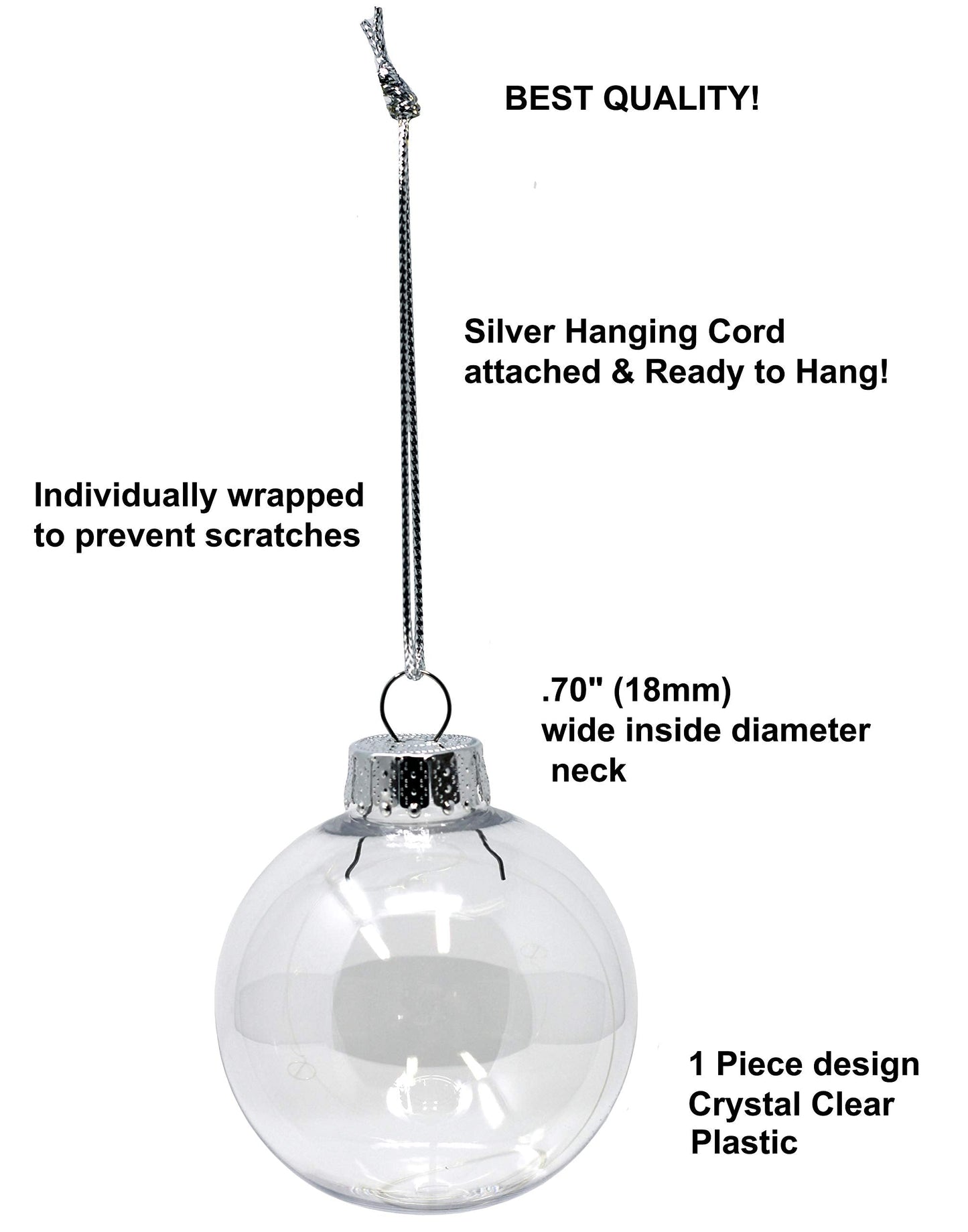 Creative Hobbies Clear Plastic Fillable Christmas Ornament Discs - Great for Crafts, Holidays and Weddings | Pack of 12 (Medium)