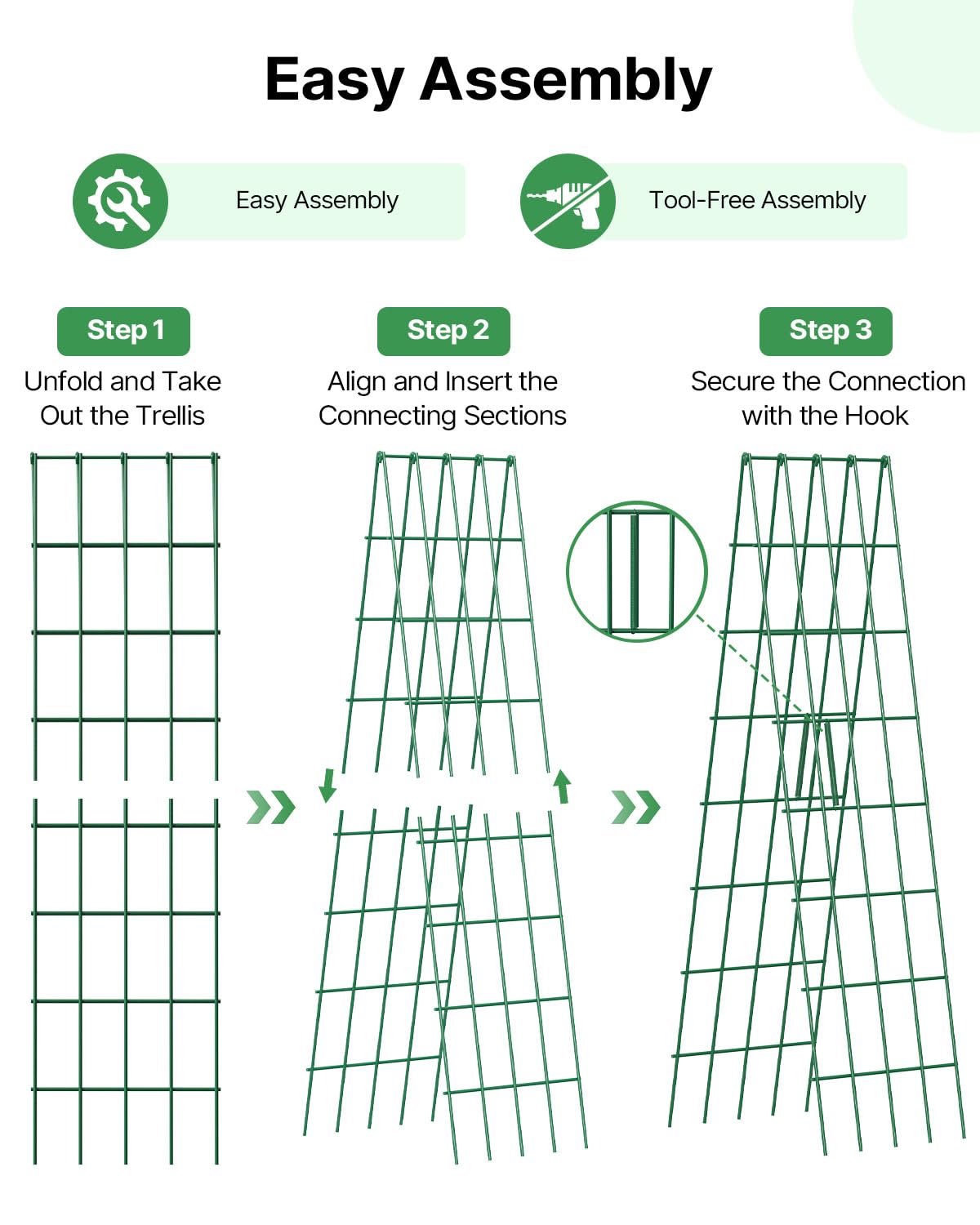 Suteck A-Frame Cucumber Trellis 59.4" 2 Pack - Metal Garden Trellis for Cucumbers, Peas, Beans & Climbing Plants, Foldable Outdoor & Indoor Vegetable Support for Raised Beds, Patios & Backyard