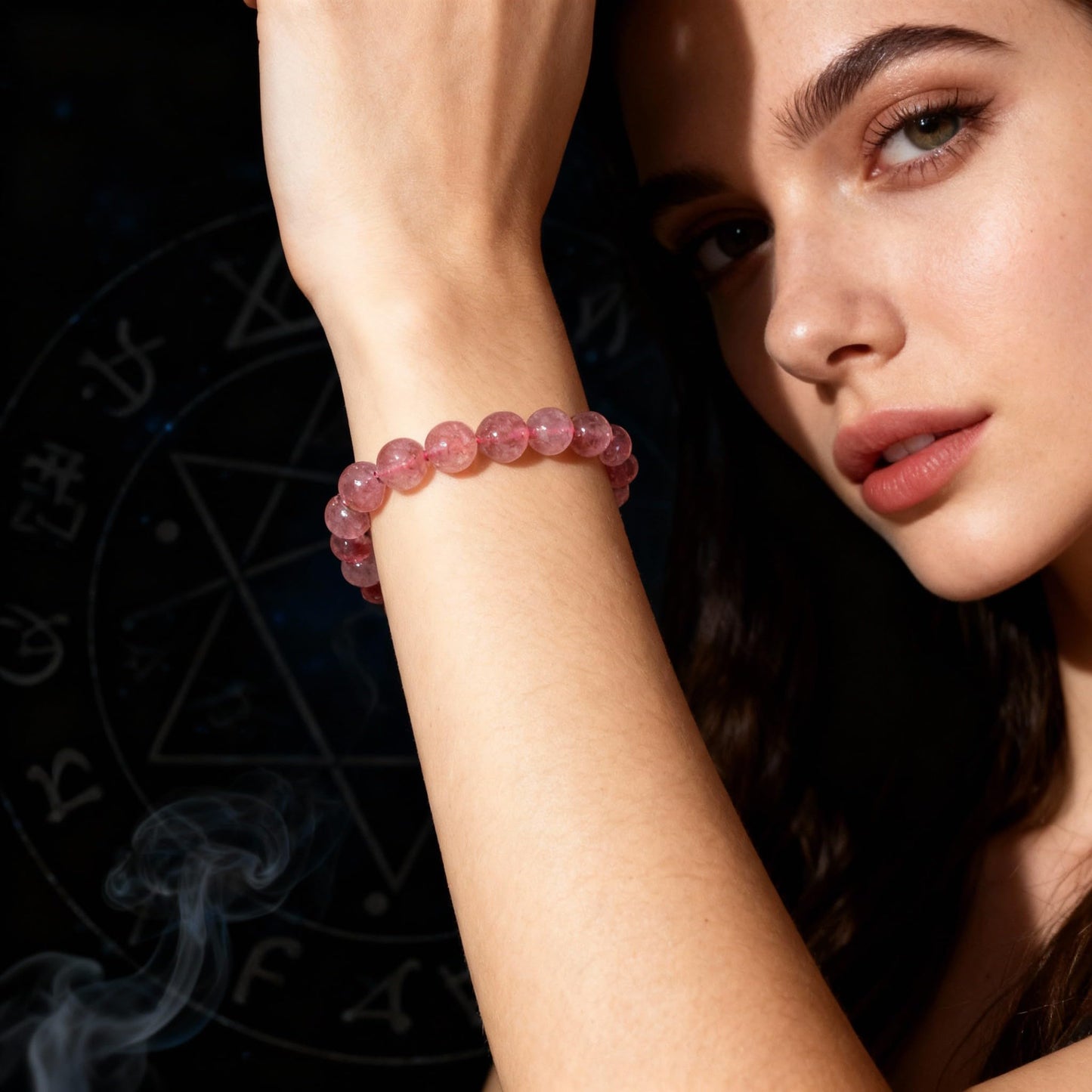 The Vida Handmade AAA+ Quality Crystal Stretch Elastic Bracelet - Nature Gemstone - Jewelry Gift - Holiday Gift - For Women & Men (Strawberry Quartz)