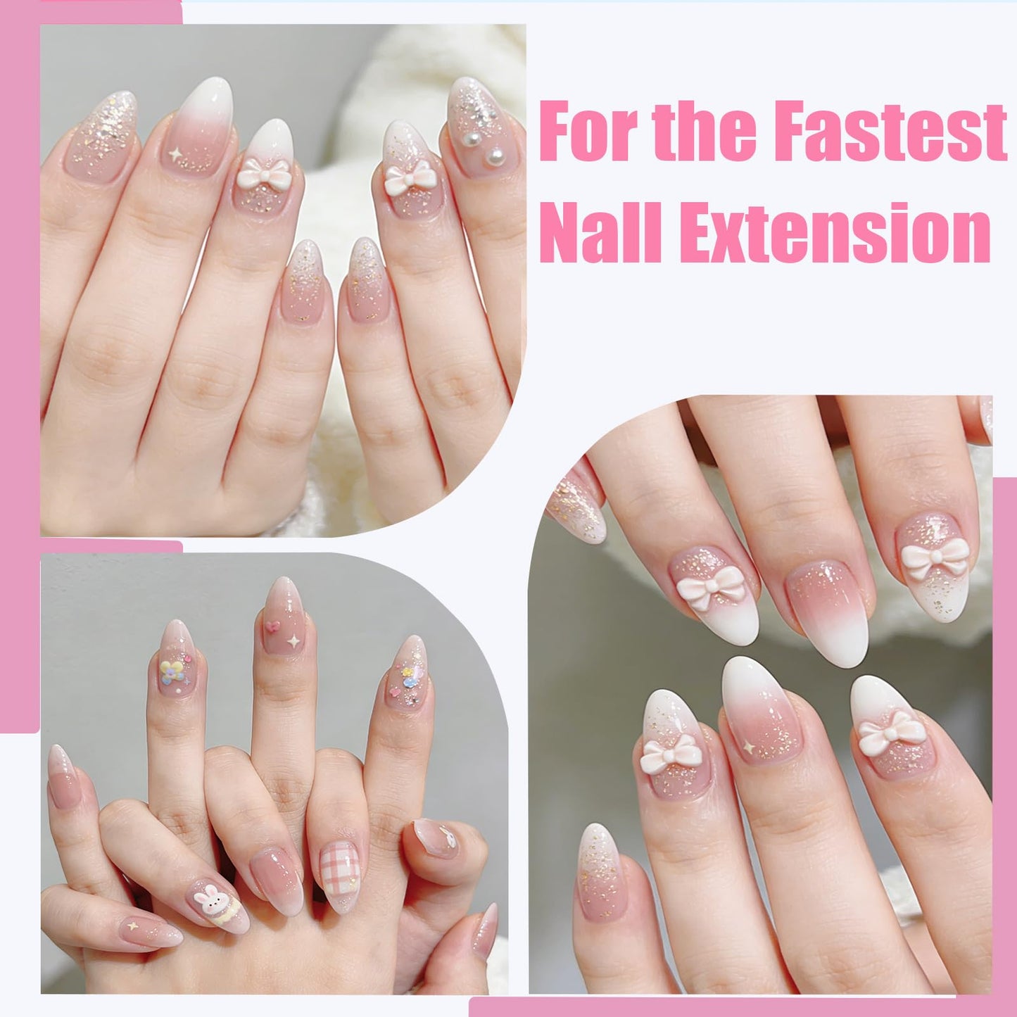 OPkssnails Medium Almond Kid Nail Tips,360Pcs Soft Gel Nail Tips Pre-Shaped Press On Nails For Kids, Clear Acrylic Half Matte Full Cover Fake Nail For Kids DIY Extension & Salon Use12 Sizes