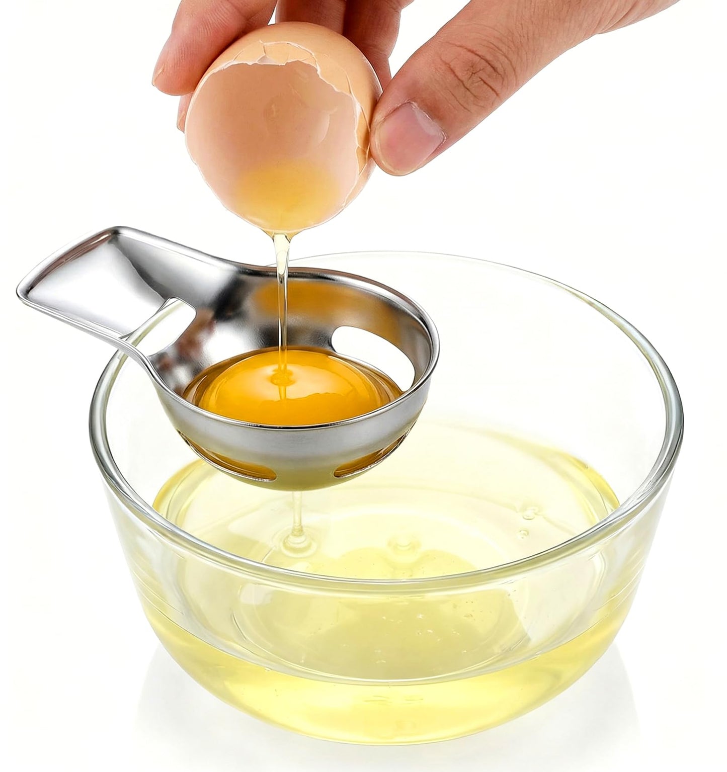 Egg Yolk Separator, Egg Separator for Raw Eggs Food Grade Stainless Steel Eggs Separators Tool, Easy to Use for Baking & Cooking