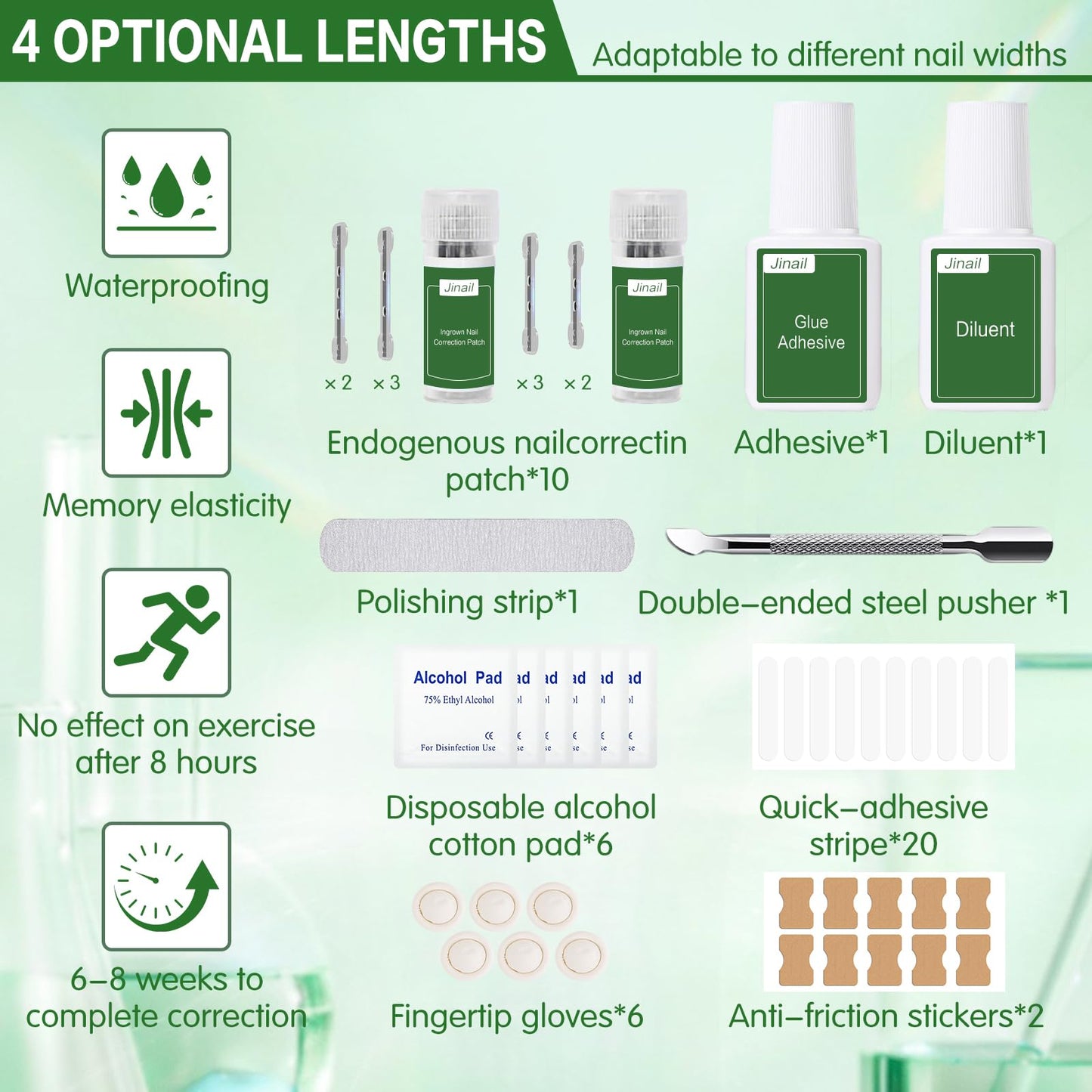 Titanium Alloy Ingrown Toenail Corrector, Professional Home Care In grown Removal Kit for Curved Repair and Ingrown Toenail Corrector,10Pcs Toe Nail Correction Strips,Stop Nail Biting Quick Relief