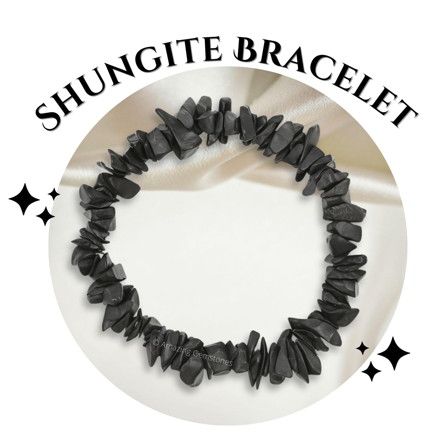 Amazing Gemstone Chips Bracelet (Shungite)