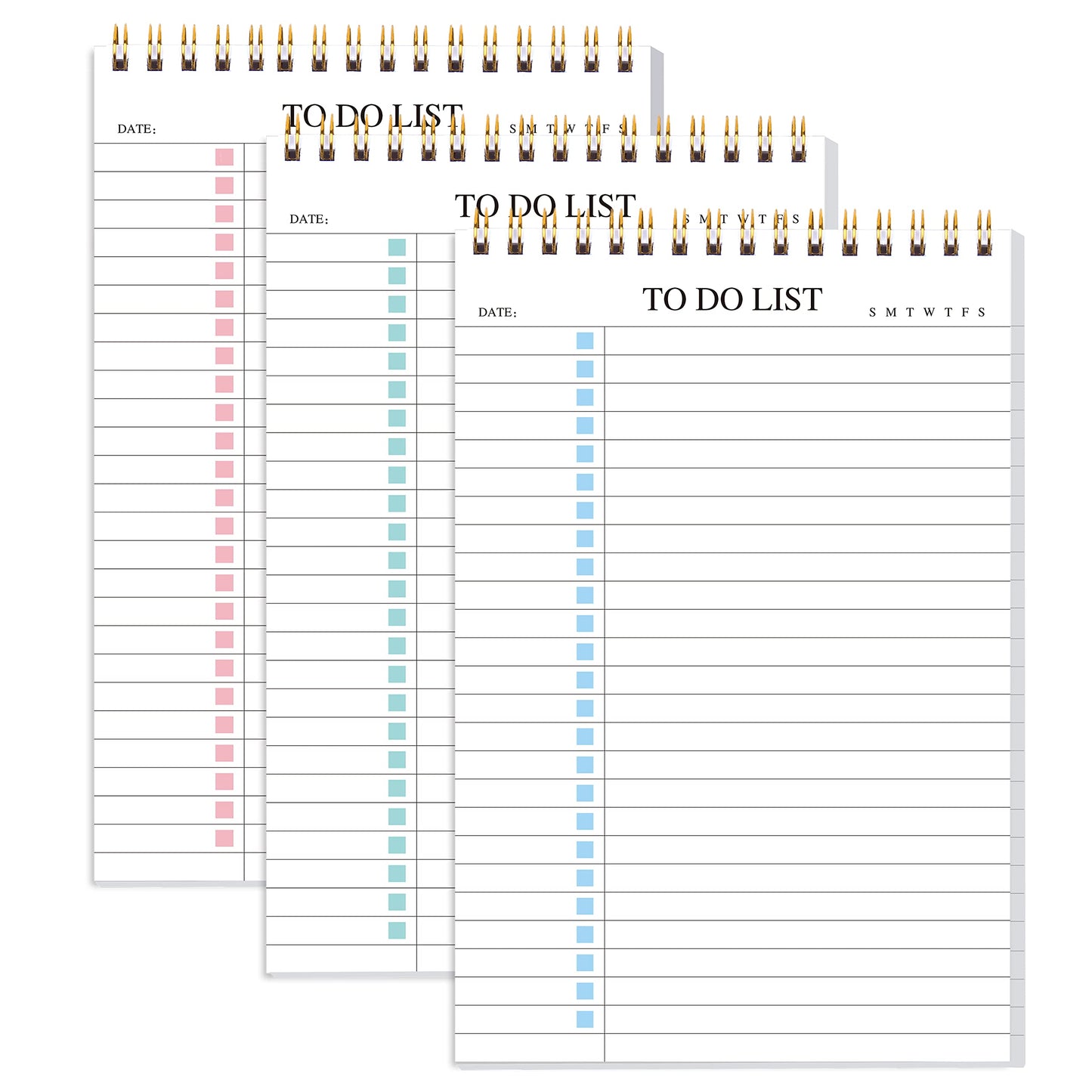 To Do List Notepad 3 Pack, Undated Daily Planner Notepad With To Do List Notebook Checklist Planner Spiral Waterproof Notepad for Office Supplies, School Planner, 52 Sheets/Pack, 5.5"*8.3" A5 Size