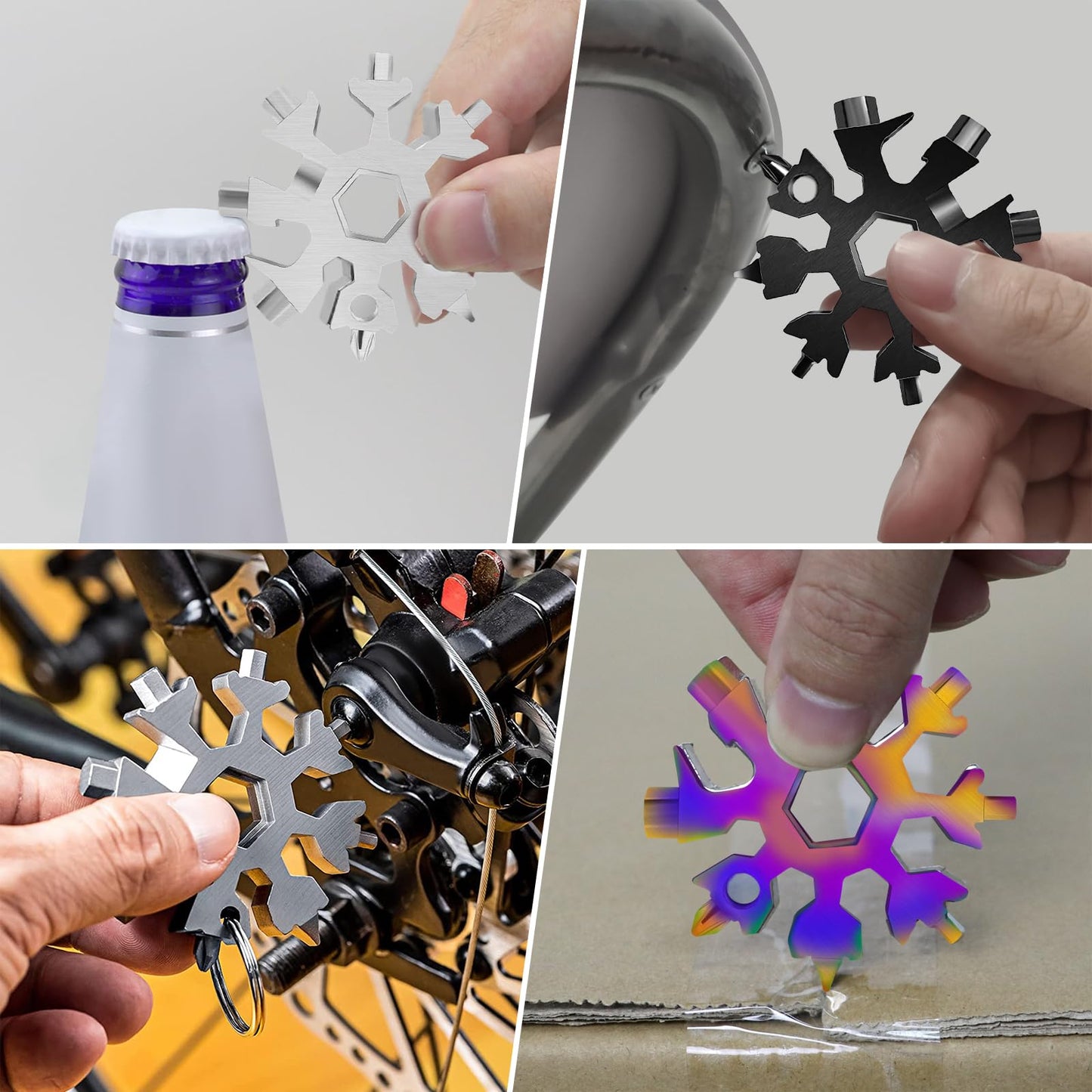 10 Packs Snowflake Multi Tool,18 in 1 Snowflake Multitool,Snowflake Wrench/Bottle Opener/Screwdriver Kit, Stainless Steel Portable Star Tool for Men Christmas Great Gifts (10)