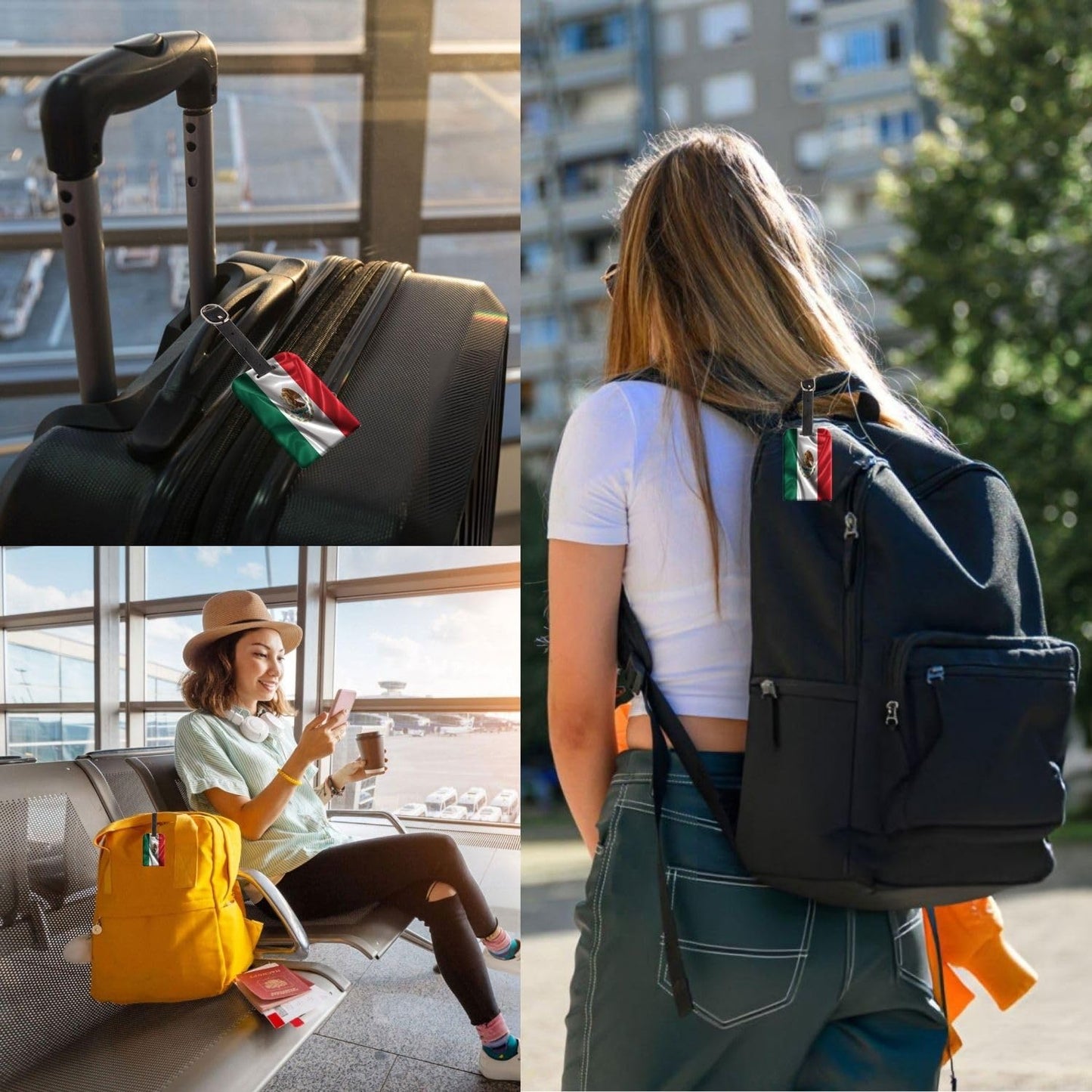 [Pack 2] tag8 Mexico Flag Tag Smart Bag tag |Trendy Luggage tag ID Identification | Suitcase Tag | Fashionable Digital Name tag | Airline Compliant, SITA World Tracer Code Enabled | Gift idea