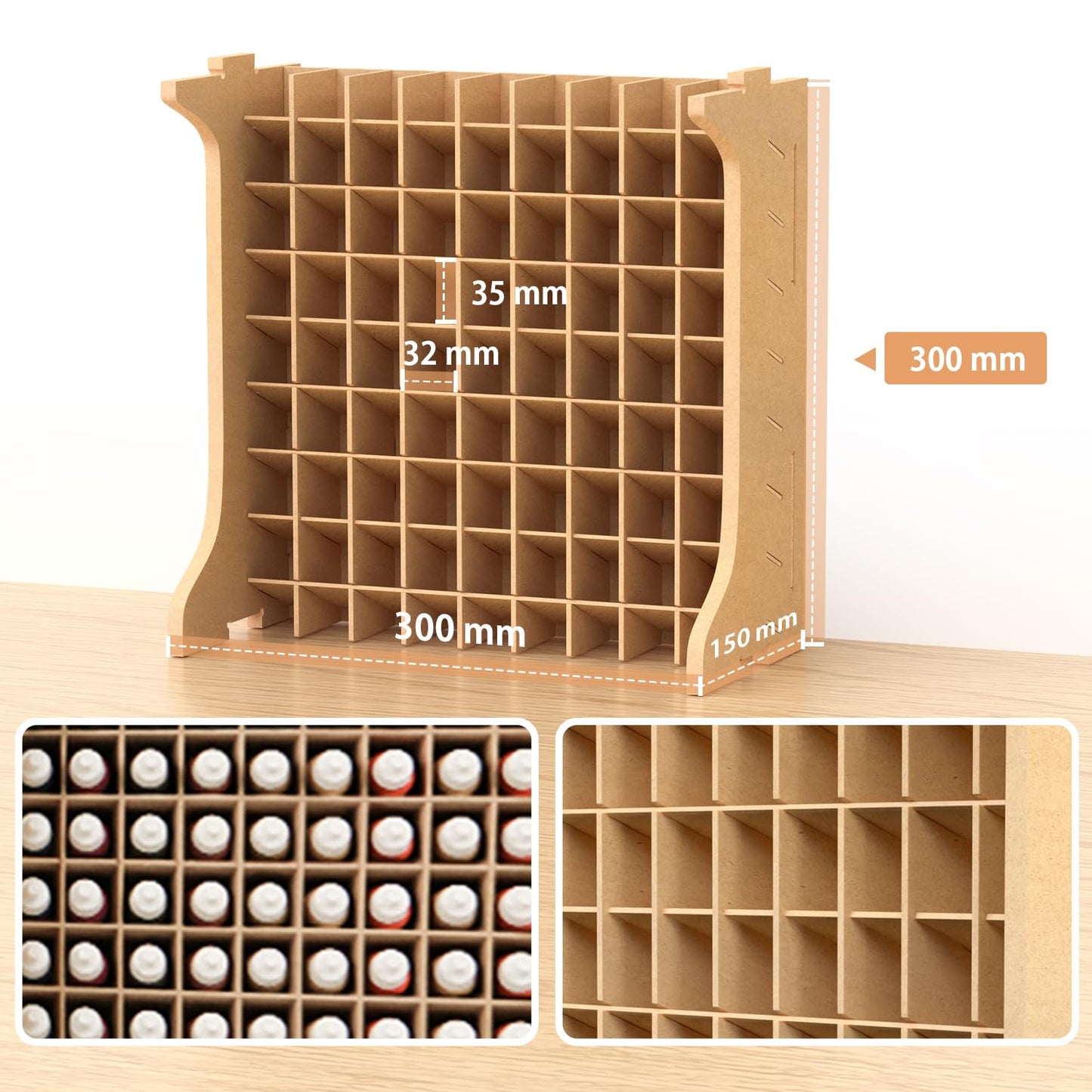 Bucasso Large Capacity Plastic Model Tool Storage Paint Rack - Holds 72 Pieces, Compatible with Vallejo Modular Paint Rack, MDF Material, GK12