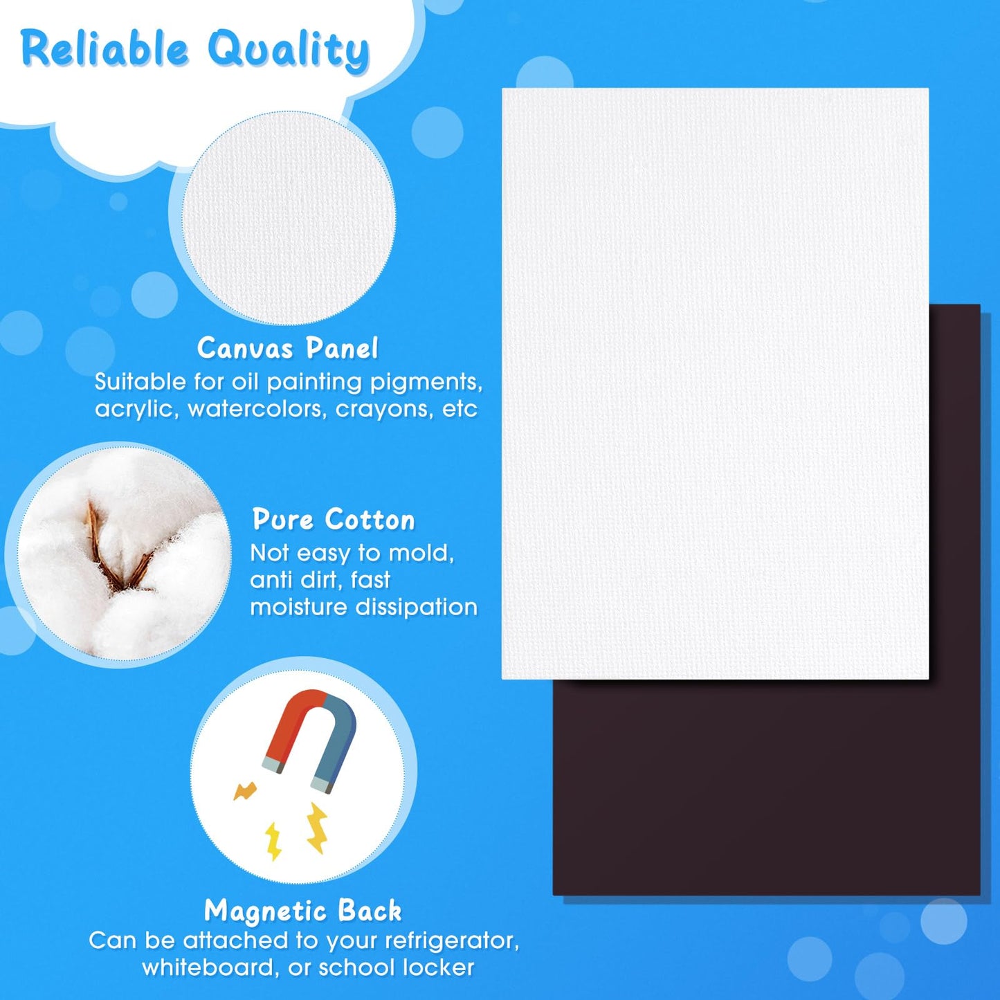 Engrowtic 60 Pcs Mini Magnetic Canvas Panel Boards Magnetic Painting Canvas Panel Various Size for Painting Fridge Locker Art Crafts DIY