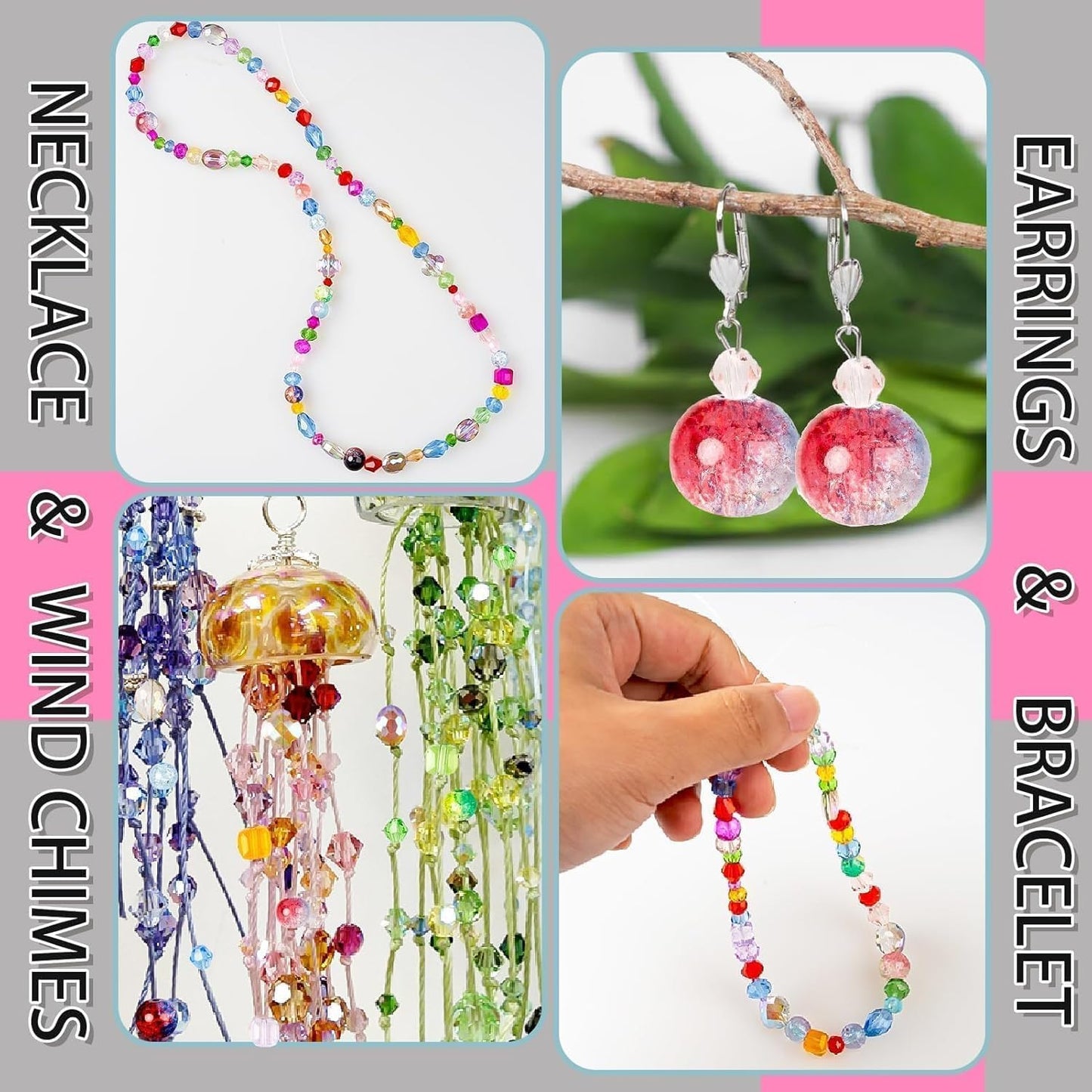 1272pcs Glass Beads for Jewelry Making - Colorful Rainbow Craft Crystal Beads with Loose Beads Sparkly Beads Hole Drilled DIY for Bracelets Craft Earrings Making
