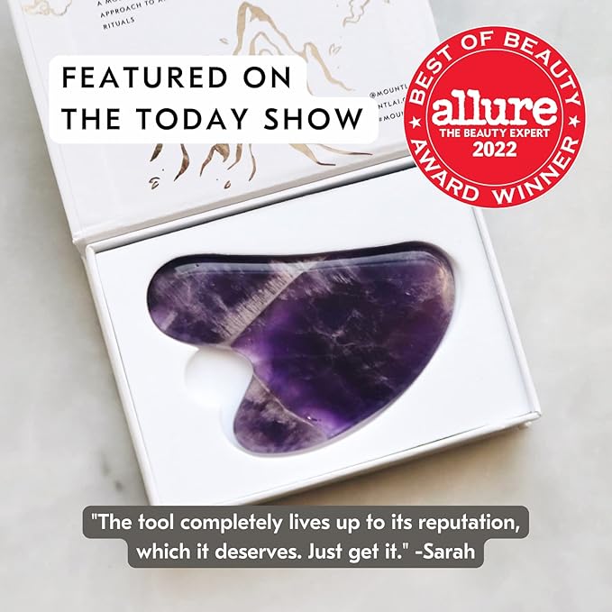 Mount Lai Amethyst Gua Sha Facial Tools – The Stone of Tranquility – Face & Body Guasha Tools for Self-Care, Massager for Sculpting, Muscle Tension Relief & Puffiness Reduction
