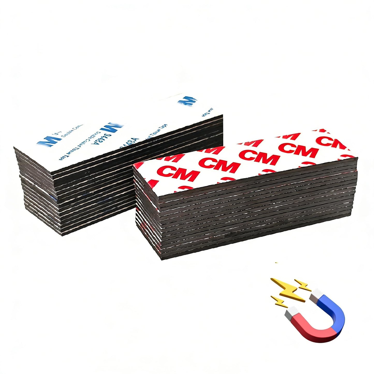 CHUNNIAO A+B Matched Magnetic Strips with Adhesive 2"x1"x0.04" (Pre-Cutting 96 Pcs),Adhesive Magnet to Magnets Stick Face to Face,Great for Bookmarks Craft