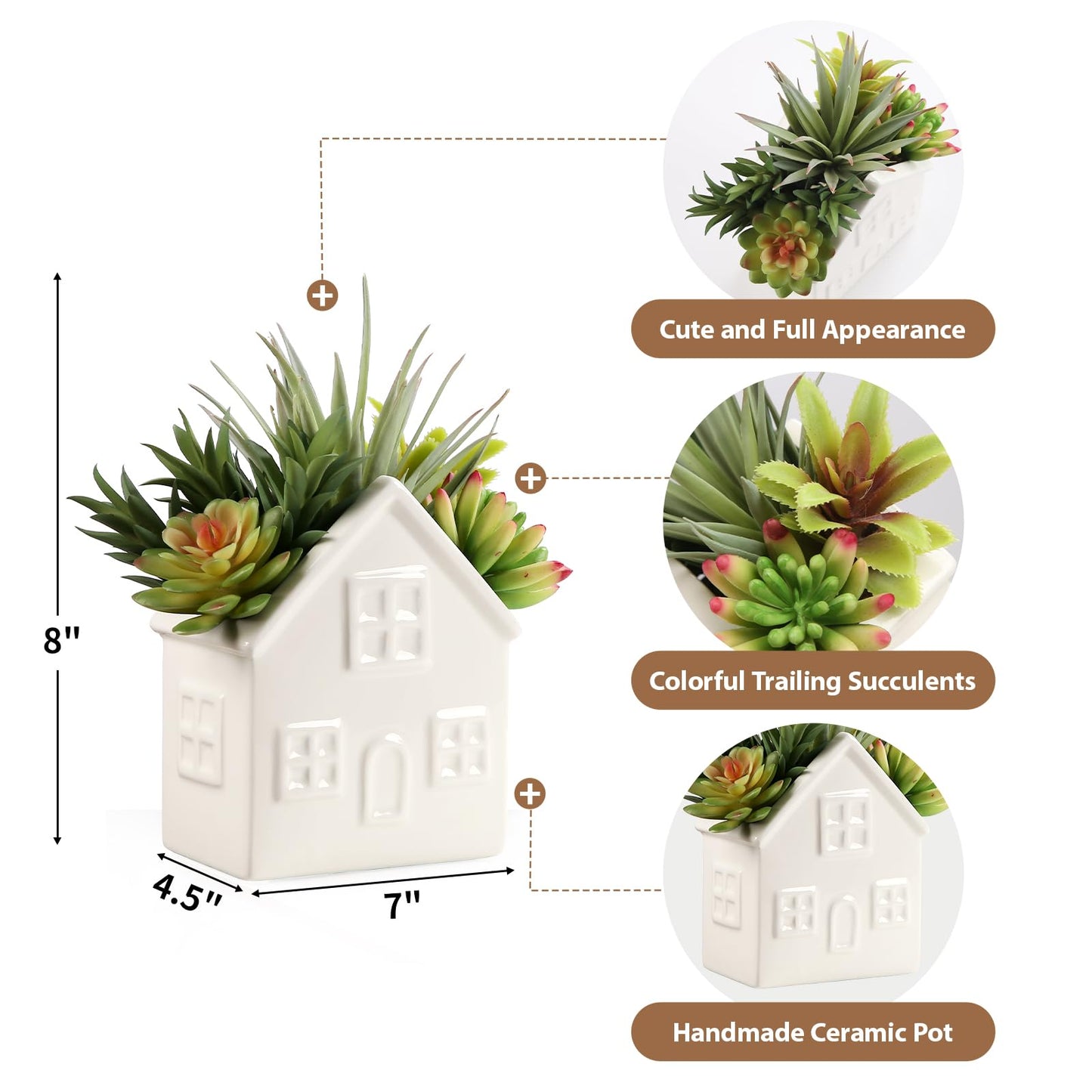Hessessl Succulents Plants Artificial in Ceramic Pot, Small Fake Plants for Bathroom Decor Bedroom Aesthetic Living Room Shelf Office Shelf Table Decor
