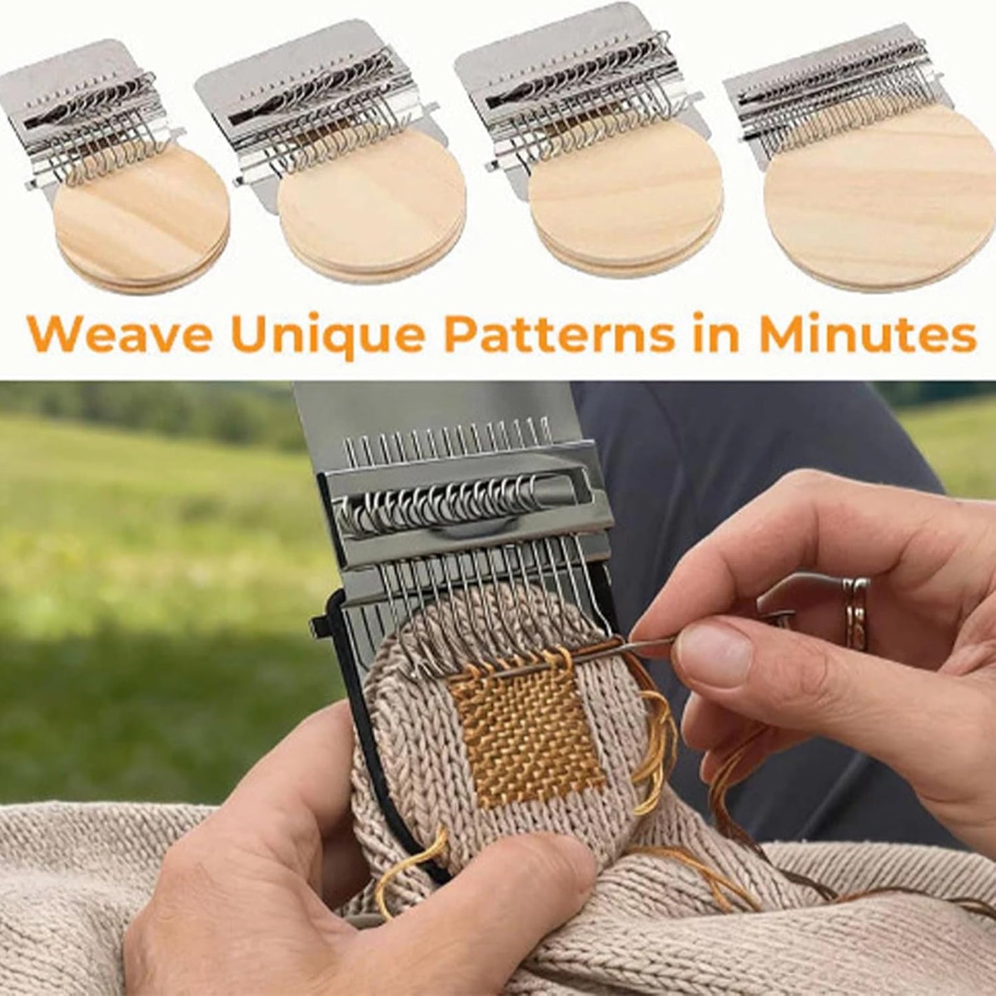 Knit Patch Loom Kit Patchmaker 2.0，Portable Mini Darning Loom Weave Tool Knit Patch Loom Kit Patchwork Weaving Tool Set for Quickly Sewing Repair on Socks Clothes Jeans (014)