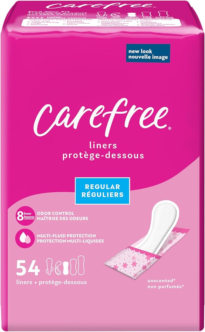 Carefree Panty Liners, Long Unwrapped 92ct & Regular Wrapped 54ct (Packaging May Vary)
