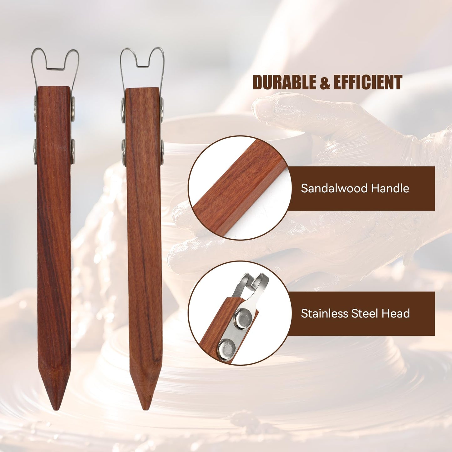 Pottery Trimming Tool for Clay & Ceramics Bottom Foot, Clay Wheel Throwing Carving Scraper, Stainless Steel Shapers with Red Sandalwood Handle – Ideal for Bowl, Cup & Vase Base Trimming (6mm Width)
