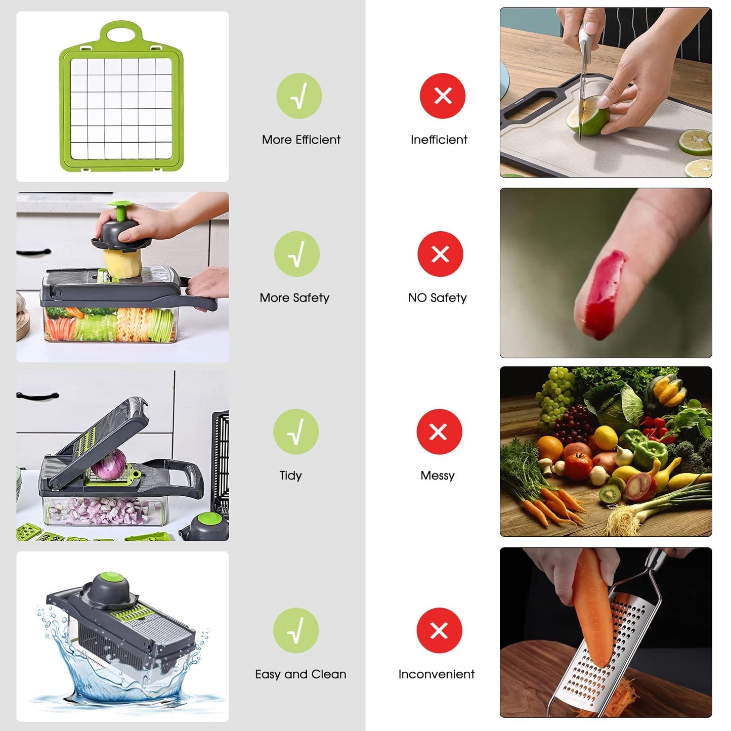 Vegetable Chopper Slicer 13-in-1 with Spice Chopper Set 7 Blades Veggie Dicer Onion Fruit Cutter