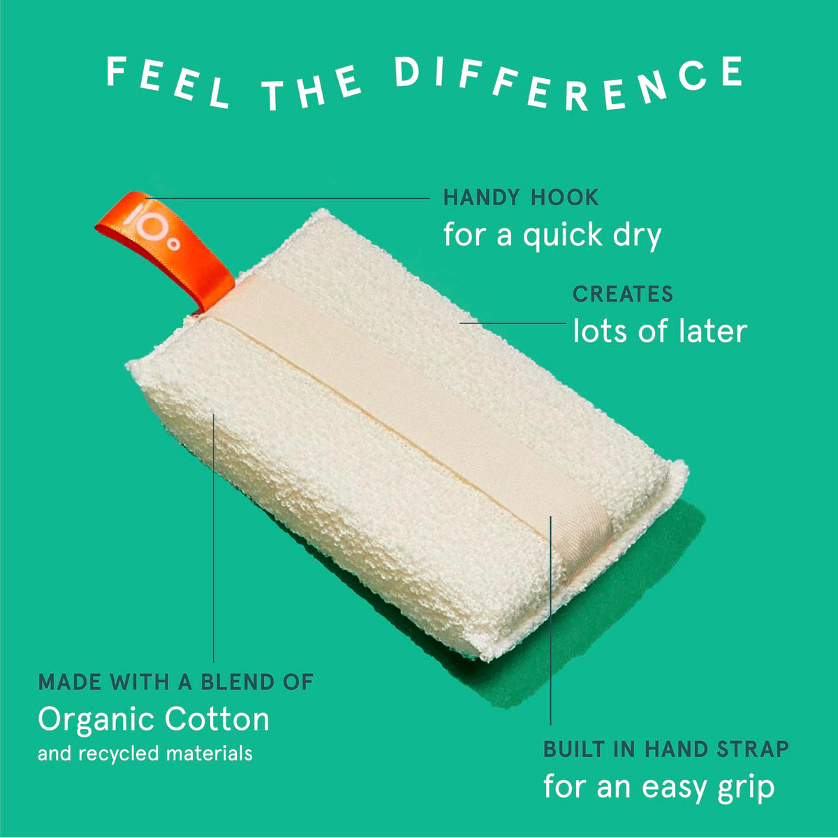 Organic Cotton Small Exfoliating Body Scrubber (3 Count)