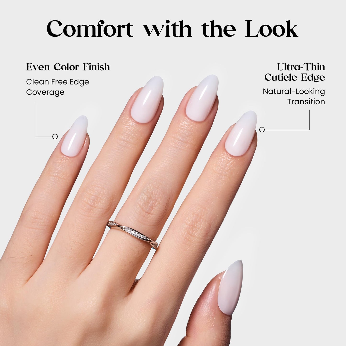 Beetles Milky White Press On Nails Short Oval, 32pcs 16 Sizes, Soft Gel, Glue and Tabs, HEMA and TPO Free & UV LED Nail Lamp, 3 Timer 30/60/120s, Smart Sensor for Gel Nails, Fast Curing Dryer, White