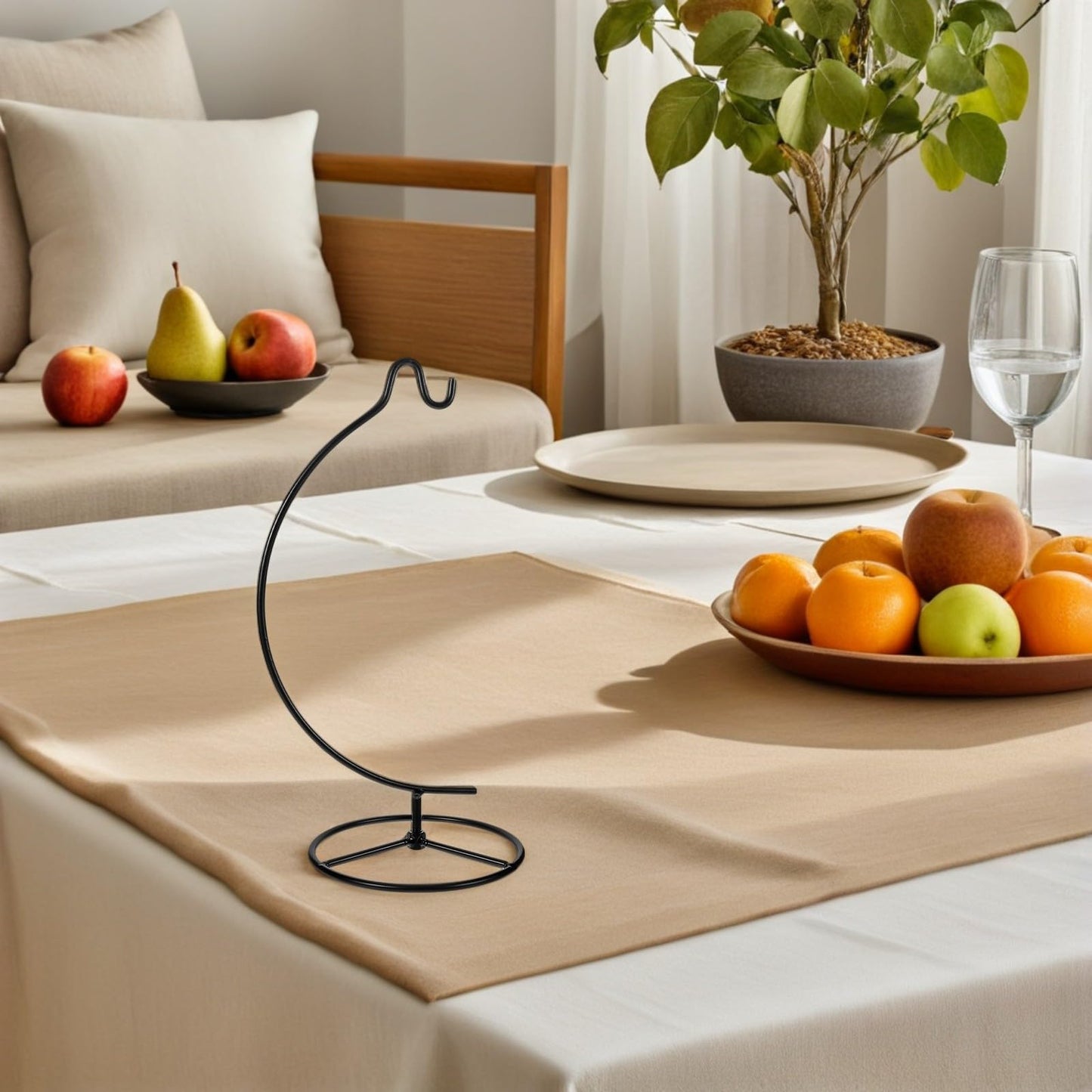 OSALADI 2pcs Moon-shaped Hanging Ornament Display Stand Metal Iron Air Plant Holder Indoor Home Décor Hanging Rack for Glass Globe Terrarium