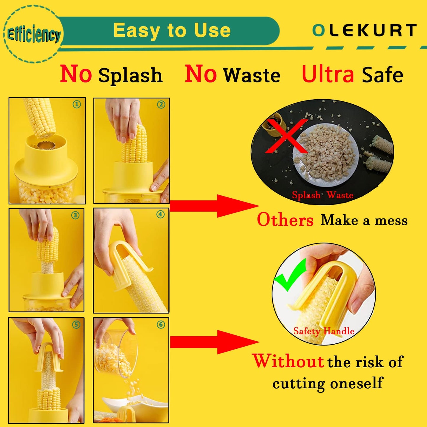 OLEKURT Corn Cob Stripper Tool, Corn Peeler for Corn on the Cob (Yellow)
