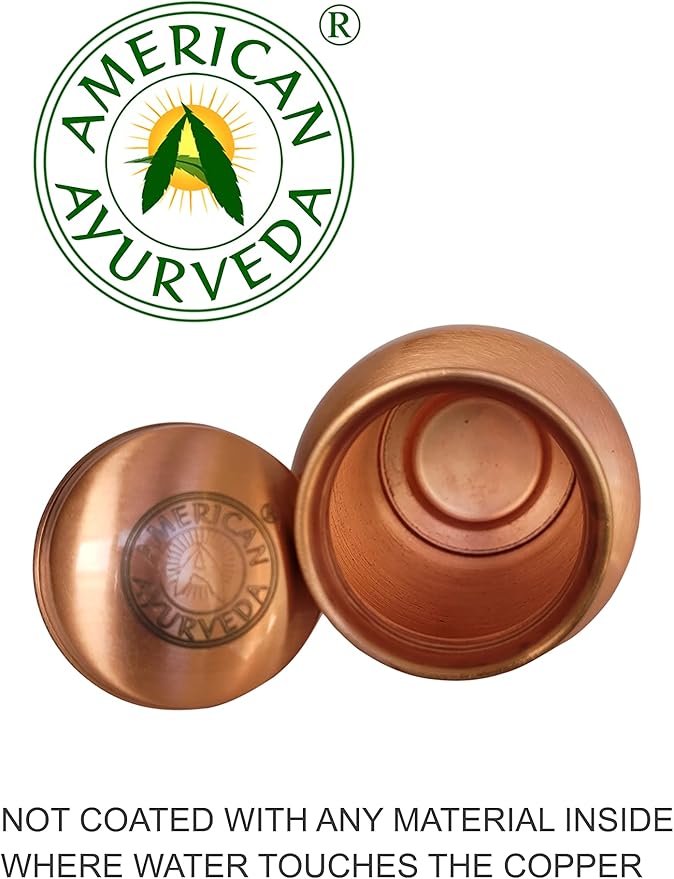 A American Ayurveda 100% Pure Copper Water Bottle Jointfree, Leakproof, Tumbler, Flask, Yoga, Natural Ayurveda Health Benefits, Copper Charged Alkaline Water 900ml (30 Oz) Capacity