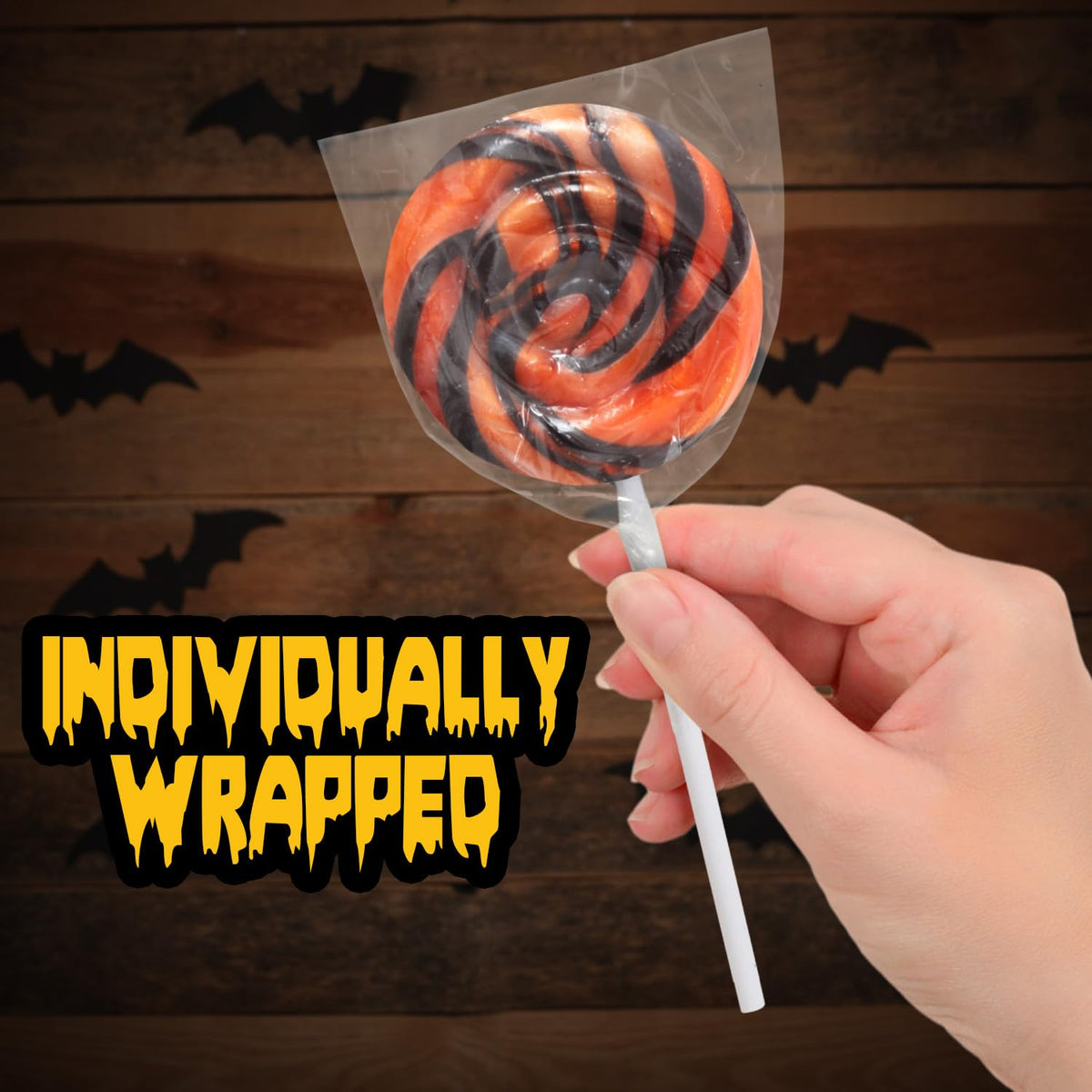 Halloween Lollipops, 50 Pieces of Halloween Candy Individually Wrapped, Perfect Suckers for Kids and Families, Swirly Trick or Treat Lollipop Design for Extra Fun