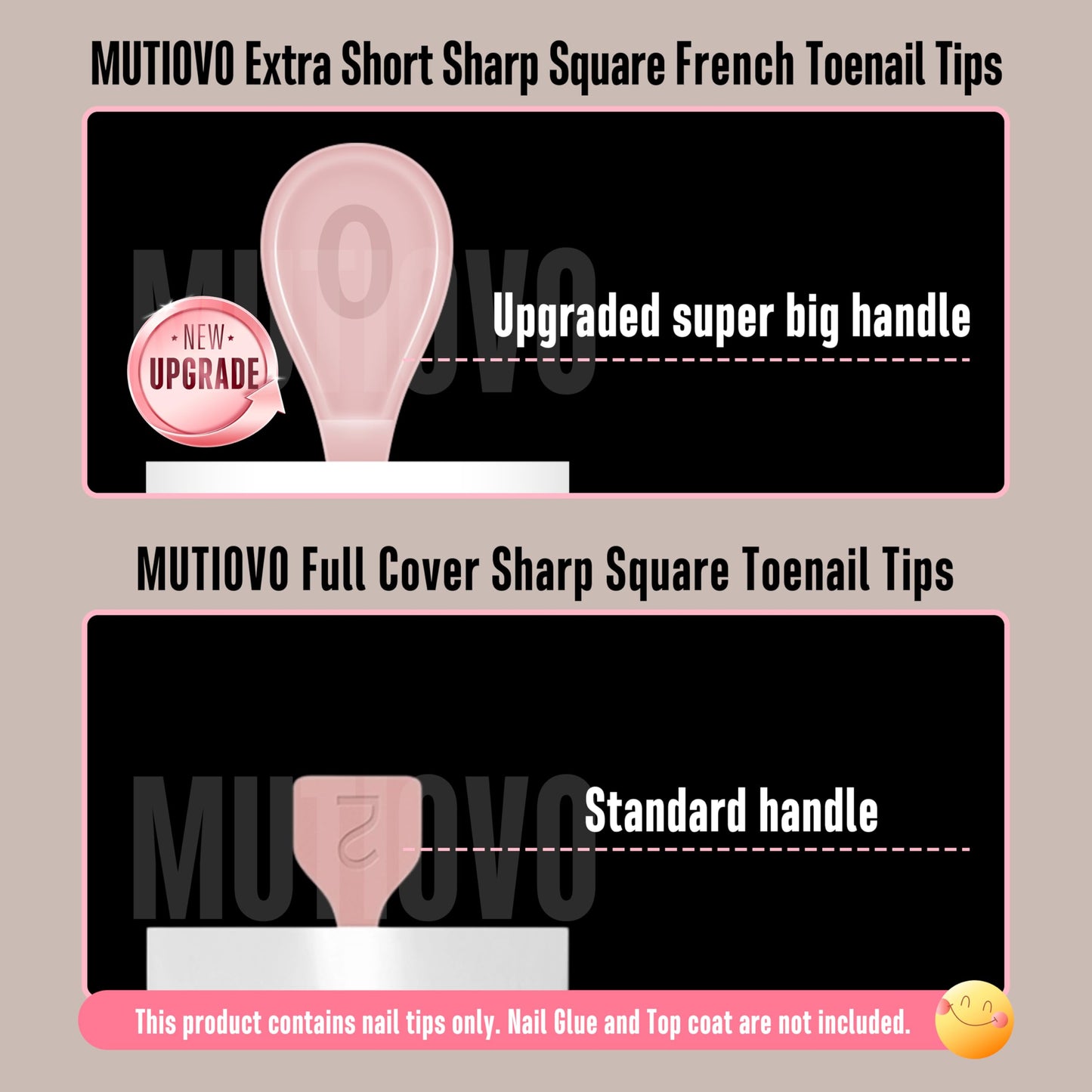 MUTIOVO Extra Short Toe Nail White French Tip BABY PINK,Soft Gel False Toenail Extension Kit,Thick Sharp Square Press On,Need Builder Gel & Apply Top Coat, No Glue included,for DIY x16 Sizes 224 pcs