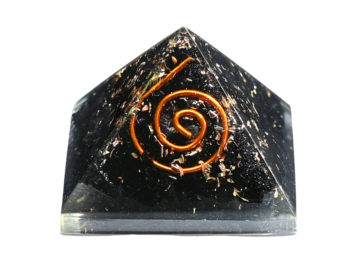 Amazing Gemstone Black Tourmaline Orgone Pyramid - 30mm Small Orgonite Pyramids with Crystals and Healing Stones - Authentic Organite Gifts