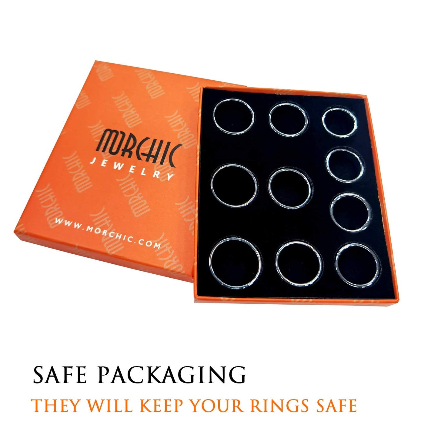 Morchic 10Pcs Pack Magnetic Hematite Stone Rings for Women & Men, Unisex Faceted Set (6mm Width) - Mixed Sizes 6-12, Chakra Balancing, Polished Gemstone, Gift Ready