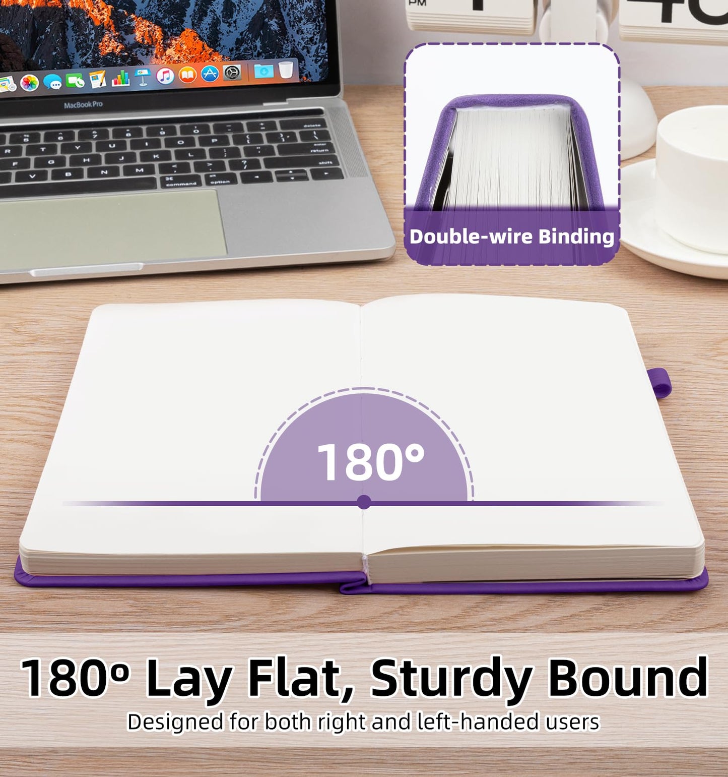 ALKALO Blank Journal Notebook 365 Pages, A5 Leather Sketch Book for Drawing Women & Men, Hardcover Notebook with 100GSM Thick Paper, Sketchbook for Travel, Work, School, Note Taking