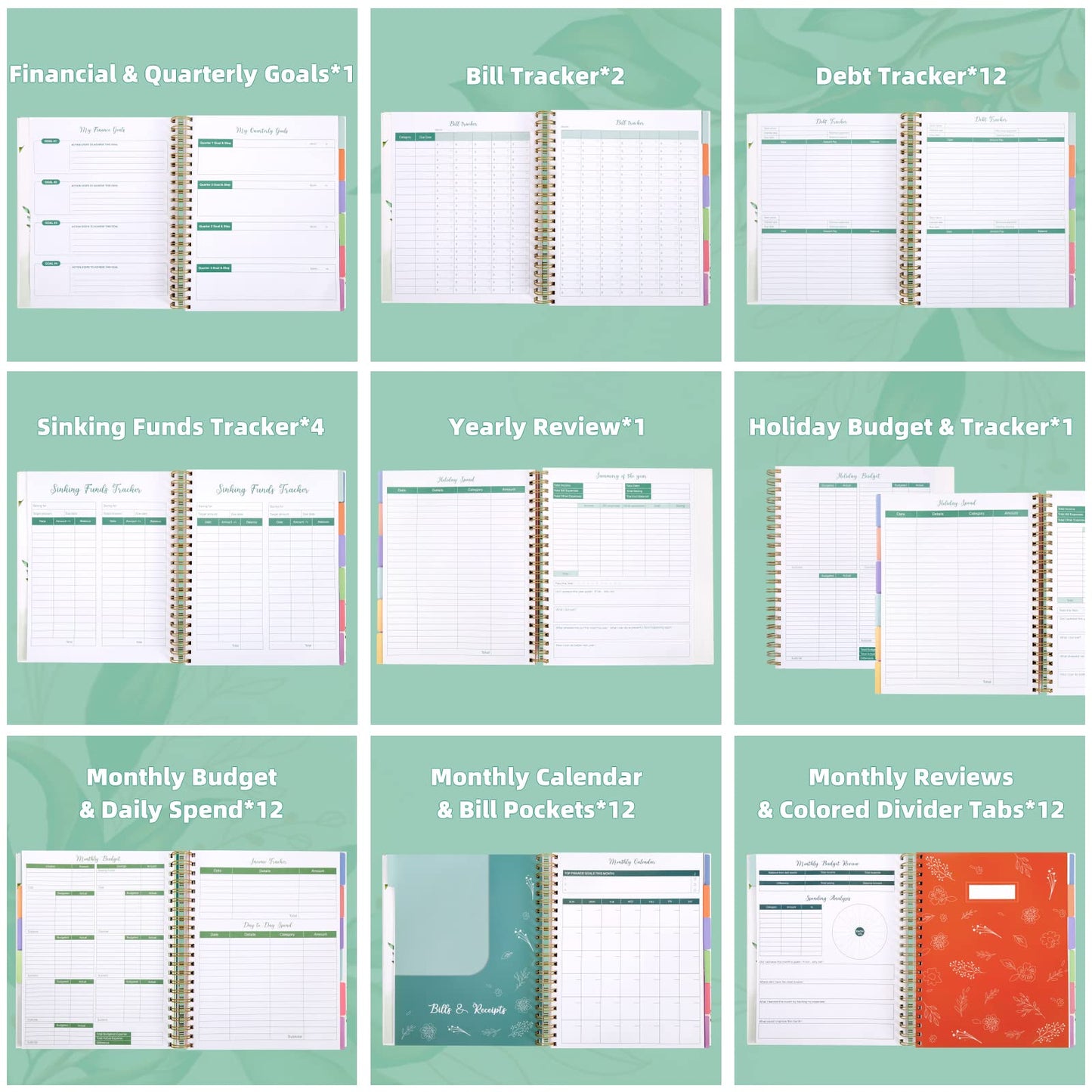 SOLIGT 8.5 x 11 inches Large Budget Planner and Monthly Bill Organizer – Premium Hardcover Budget Book with 12 Pockets for Savings, Debt, Expense Tracking – Budget Tracker with Stickers