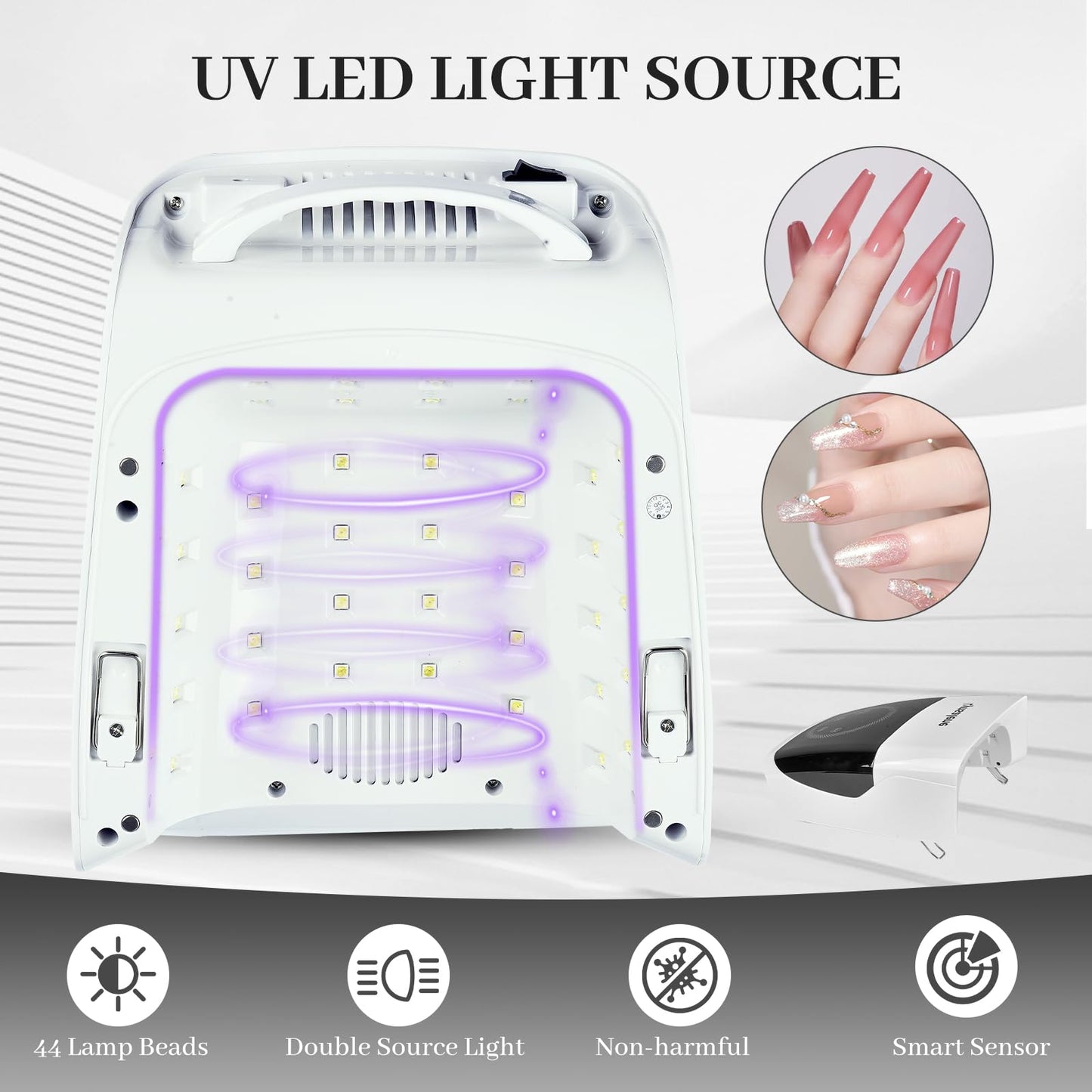132W UV LED Nail Lamp,Rechargeable UV Light for Gel Nails with 4 Timers & LCD Screen,Profsssional LED Nail Lamp Nail Dryer Fast Curing for Salon & Home Use