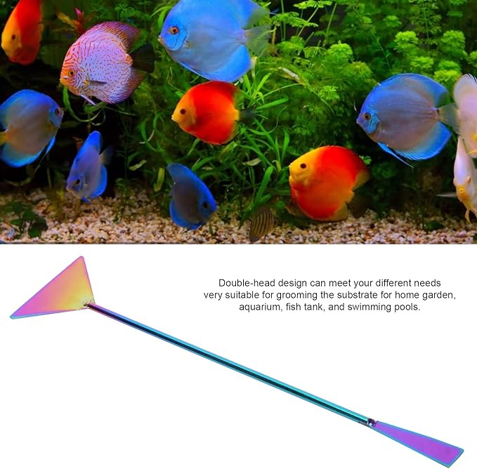 Gavigain Aquarium Sand Flattener Tool, Double Headed Stainless Steel Spatula, Substrate Groomer and Plant Untangler for Aquarium Maintenance