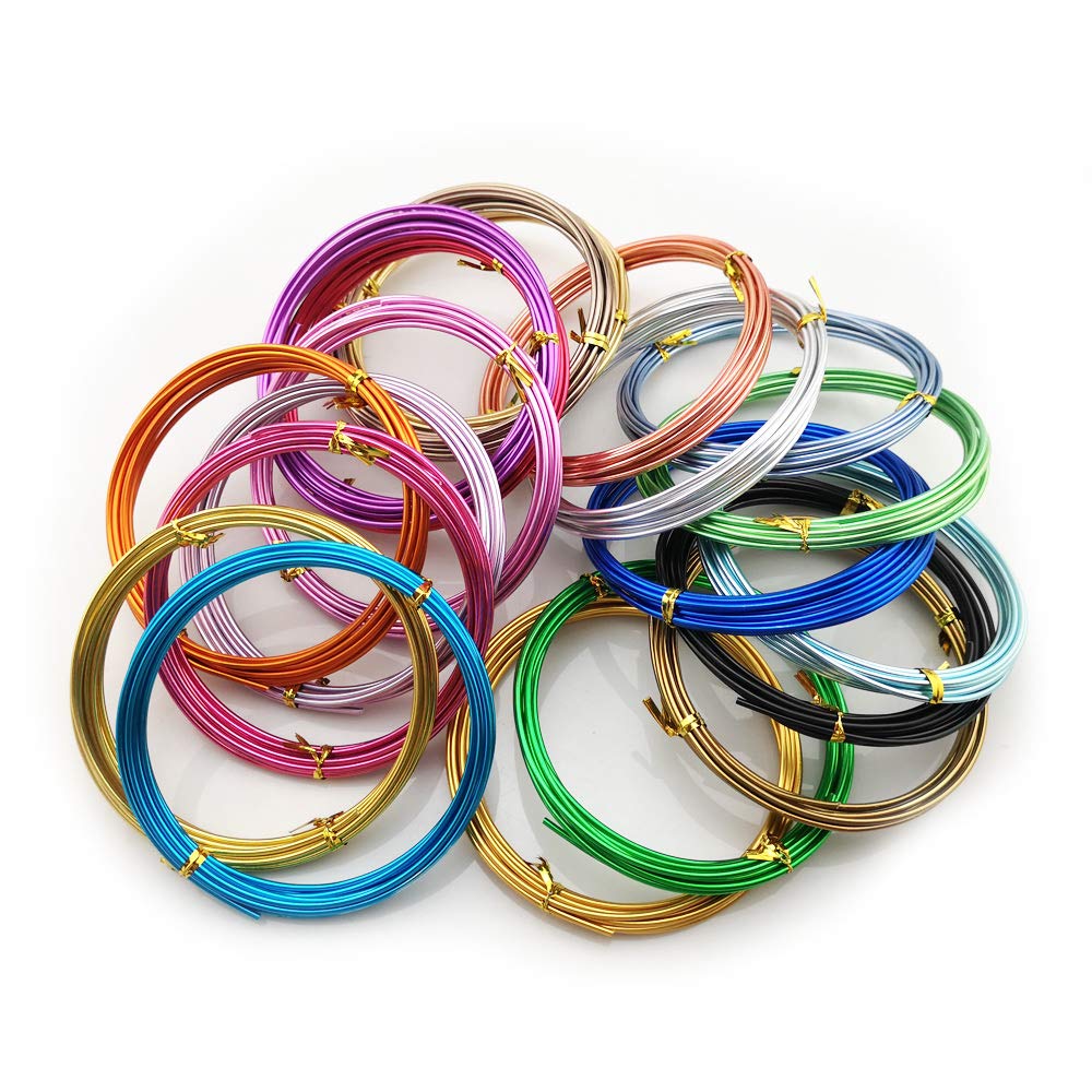 Inspirelle 20 Colors Aluminum Craft Wire Bendable Metal Wire for Jewelry Craft Making, 3M Each Color (12 Guage (2.0mm))