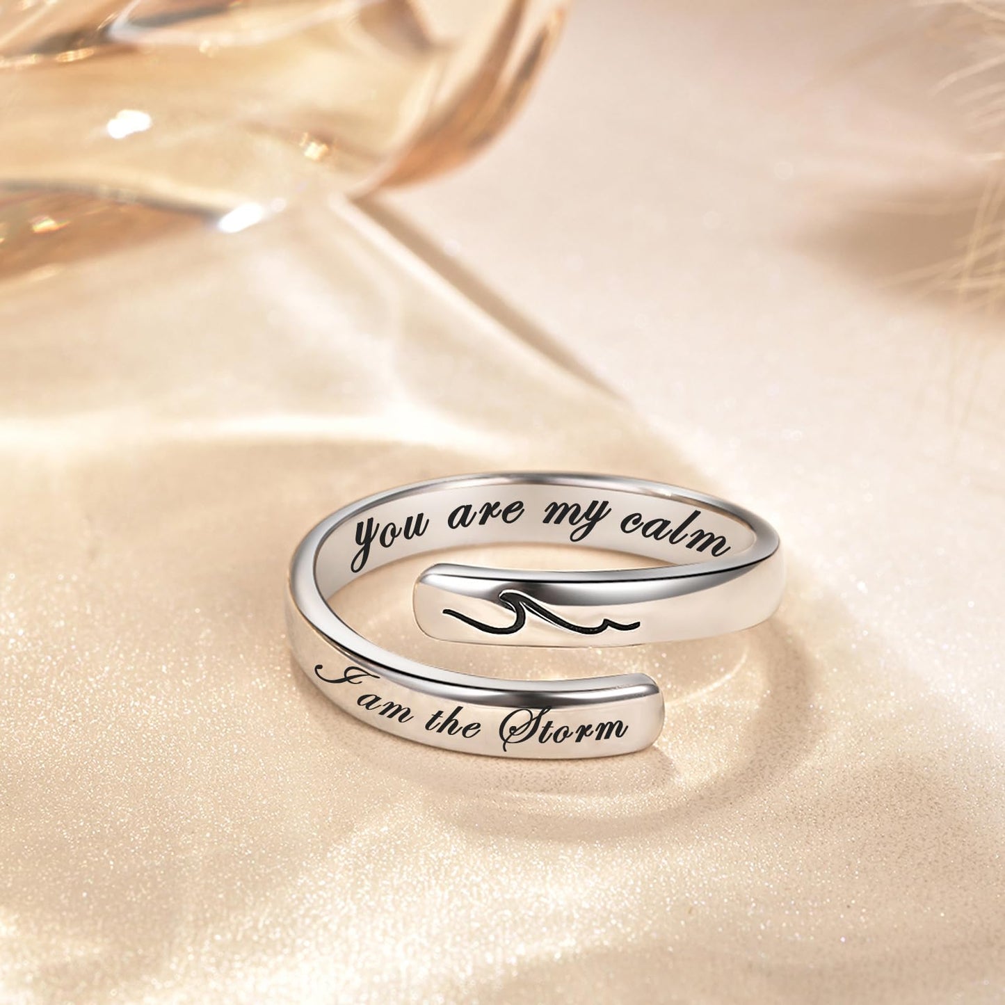 S925 Sterling Silver Inspirational Jewelry Rings Adjustable Ring Personality Encouragement Gift for Teens Women