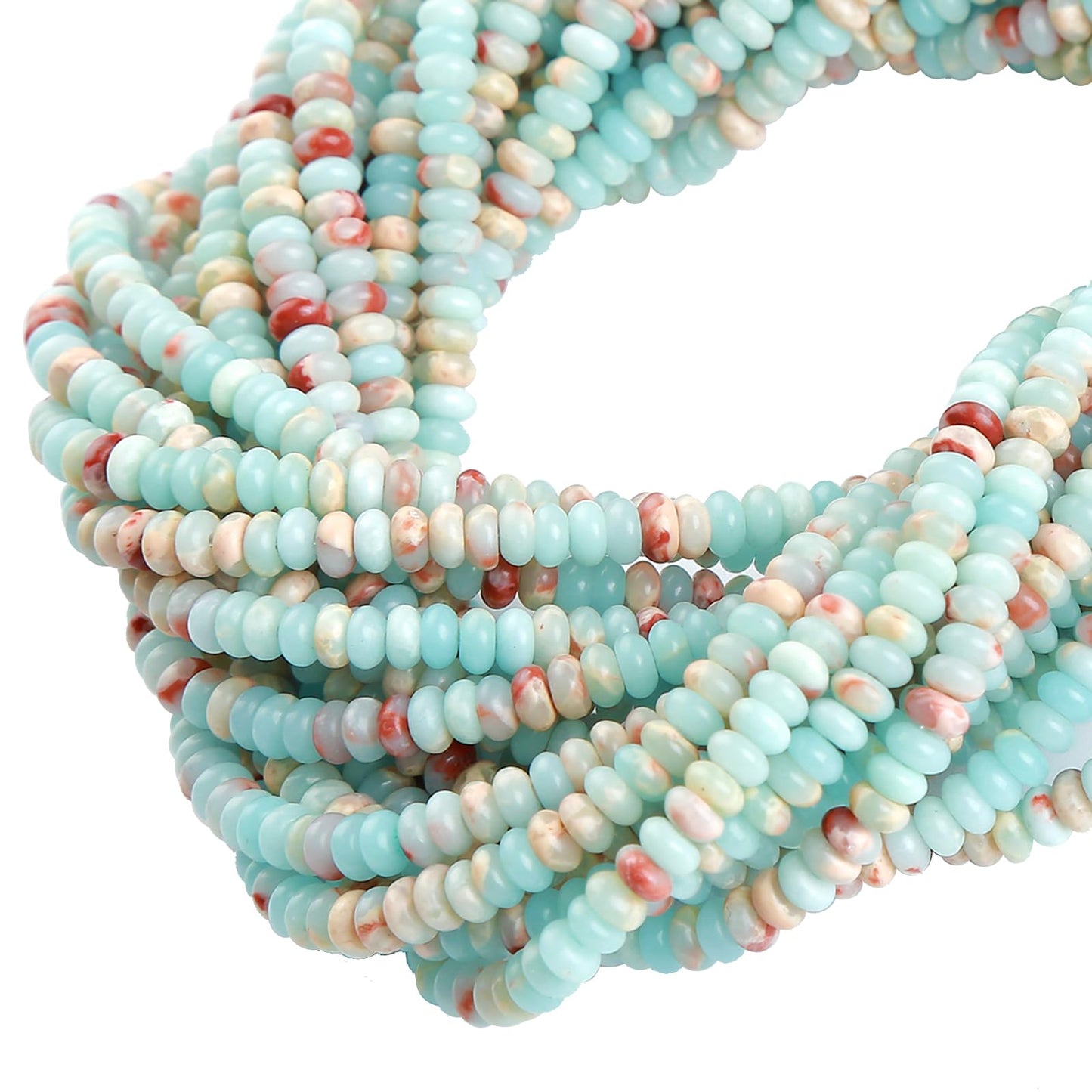 150PCS 2x4mm Blue Jasper Rondelle Beads Natural Abacus Disk Stone Beads Round Loose Spacer Gemstone Beads for DIY Bracelet Necklace Jewelry Making