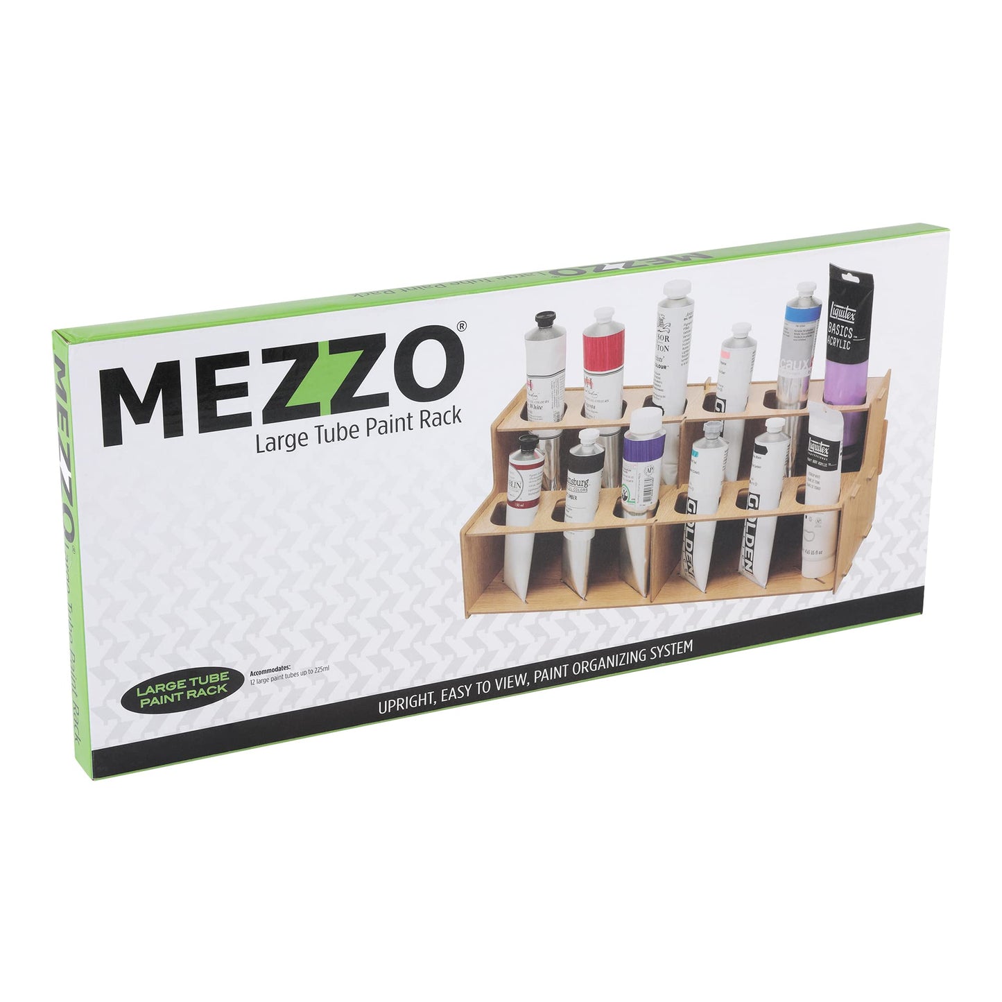 Mezzo Artist Paint and Brush Rack - Wood Grain Laminate Multi Layer Desk Stand Professional Storage Display Organizer for paintbrushes and Paint Tubes - Large Paint Tube Rack