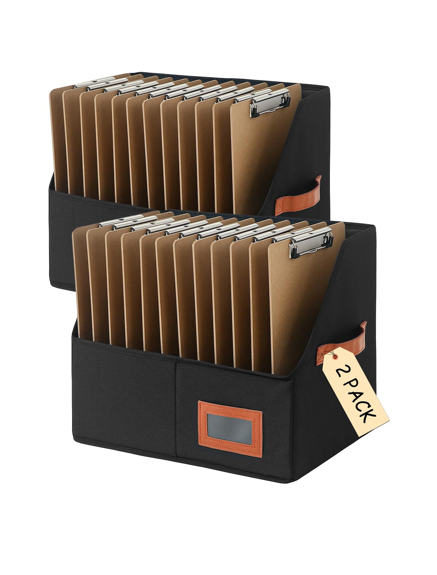 Qozary Clipboard Holder for Classroom-2 Pack Foldable Clip Board Storage Organizer Basket with Handle for Easy Carrying, Classroom Office Desk Organizer Bin, Clipboards Not Included