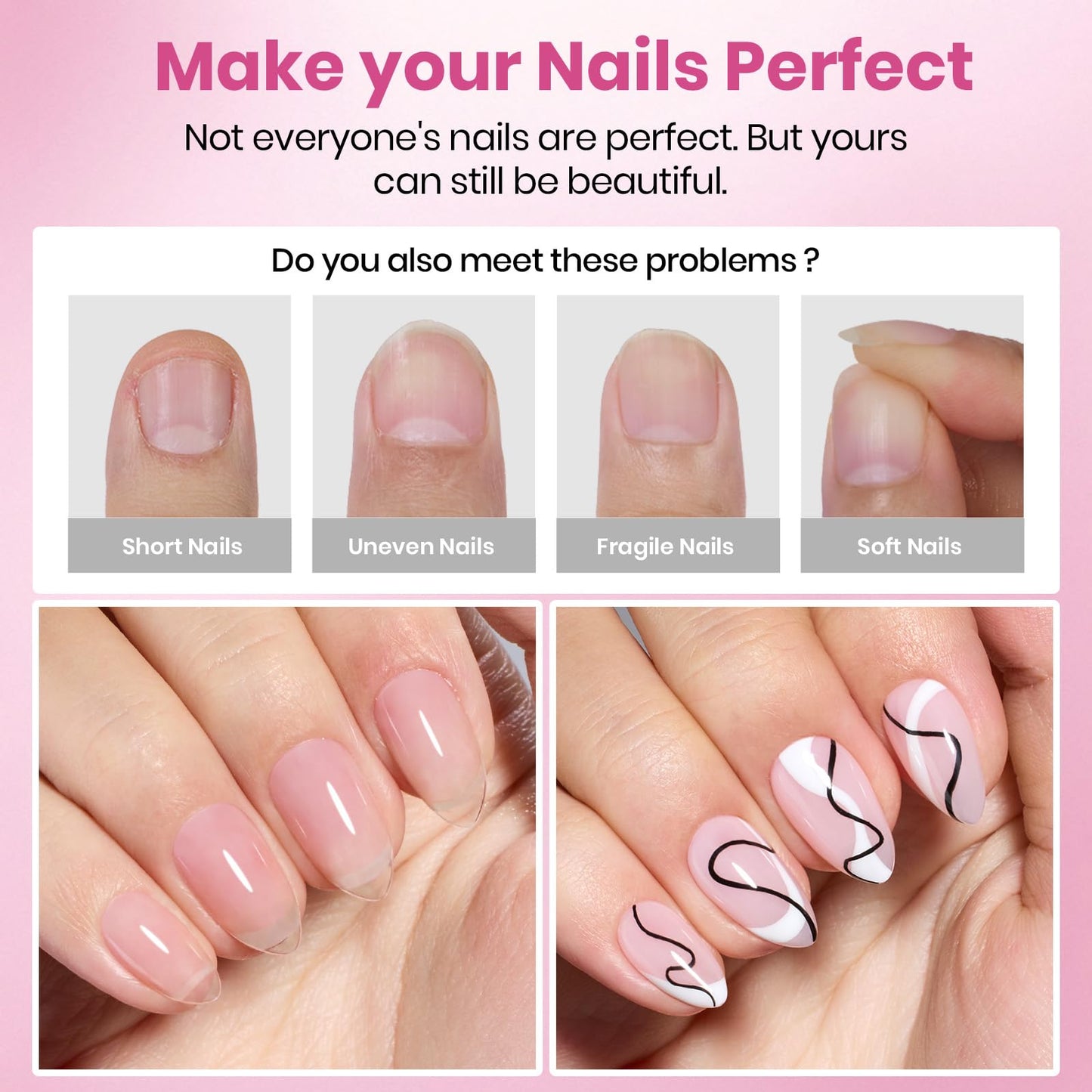 Beetles Gel Nail Tips Flat-X - Almond Coffin Short, 320pcs 16 Sizes, Pre-Etched Half Matte Full Cover Soft Acrylic Press on Easy DIY False Nail Extension Salon for Flat & Natural Nail Beds