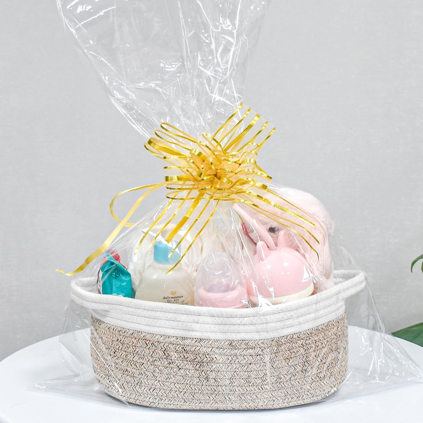 ABenkle Small Woven Basket, 12" x 8" x 5" - Cute Storage Basket with Handles for Room, Cat & Dog Toys, Gift Box
