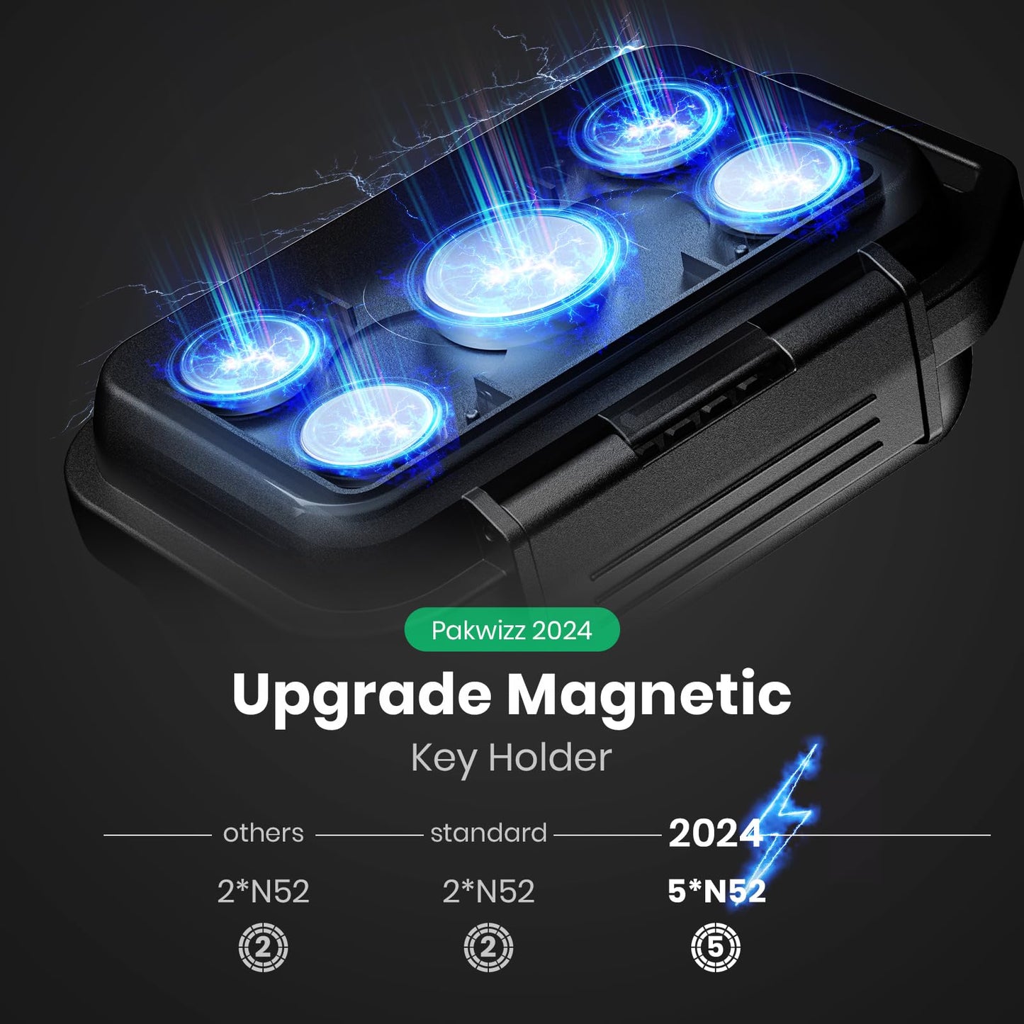 PakWizz Upgraded Magnetic Key Box, Magnetic Key Holder Under Car, Hide a Key Magnetic Car, Waterproof & Dustproof Magnetic Key Hider Outdoor, Magnet Storage Box