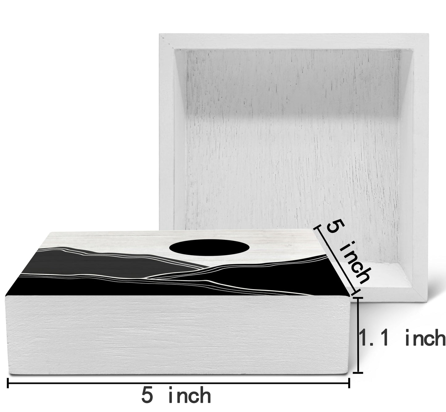 SRADMO Abstract Black and White Boho Sun Mountains Wood Box Sign Desk Decor, Bohemian Nature Landscape Wooden Block Box Sign Decoration for Home Office Shelf Table Decorative Accessories