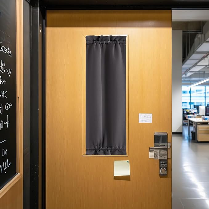 NICETOWN Classroom Door Window Cover, Blackout Lockdown Shades for Classroom Windows, Room Darkening Design Blocks Views, French Front Door Curtain, 8W x 36L, 1 Panel, Grey