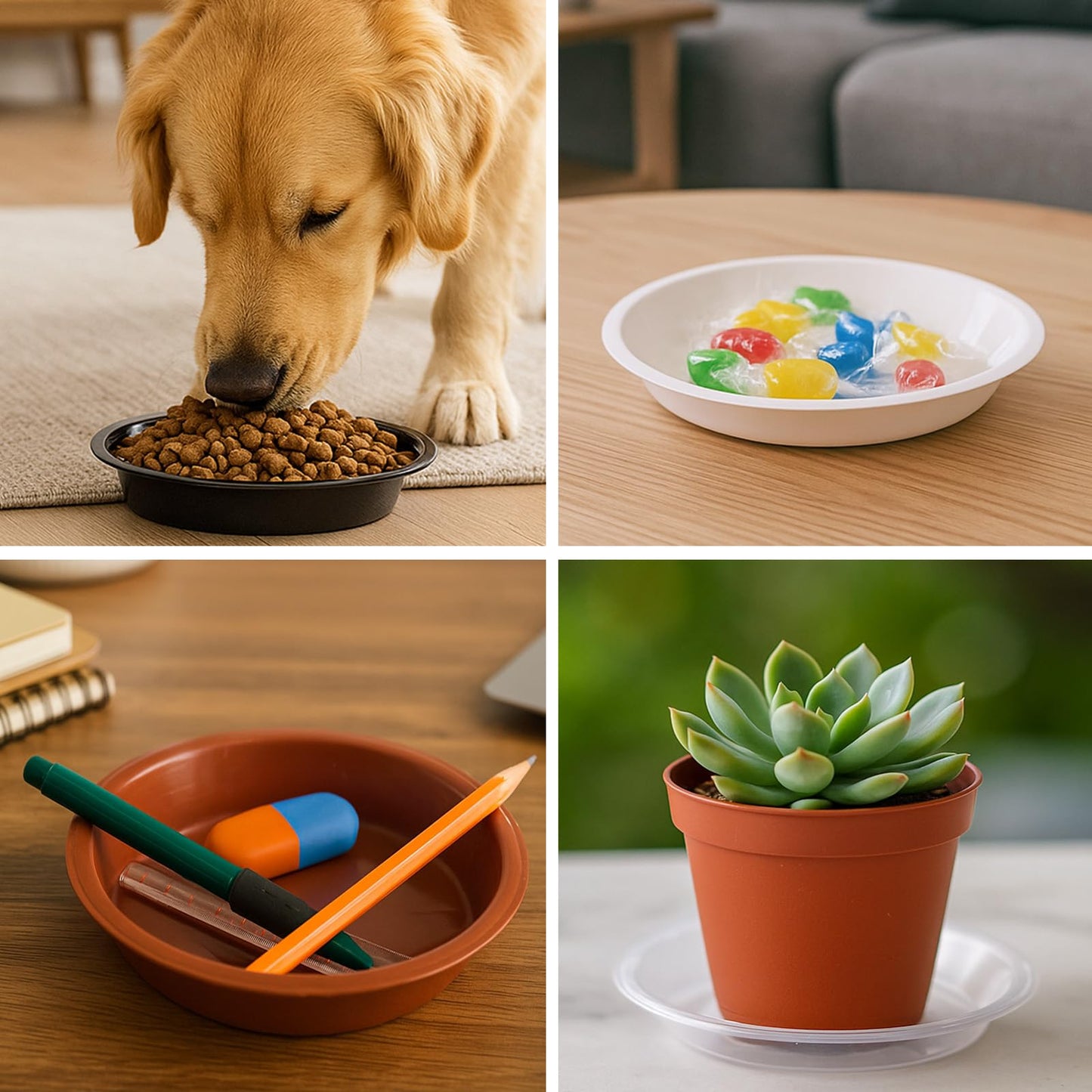 Tulpeed 30 Pack Plant Saucer 8 Inches Plant Trays for Pots Plastic Round Drip Trays Flower Pot Saucers Black Planter Water Tray Plant Drainage Tray, Black