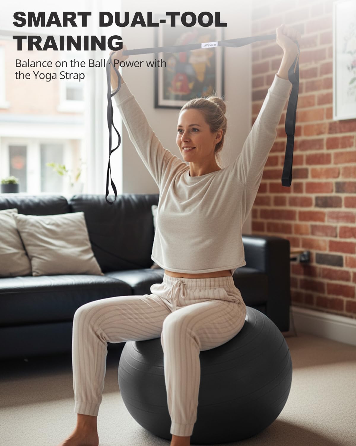 Trideer Yoga Ball for Exercise, Pregnancy & Birthing, 5 Sizes Exercise Ball for Physical Therapy, Stability, Fitness, Quick Pump Included
