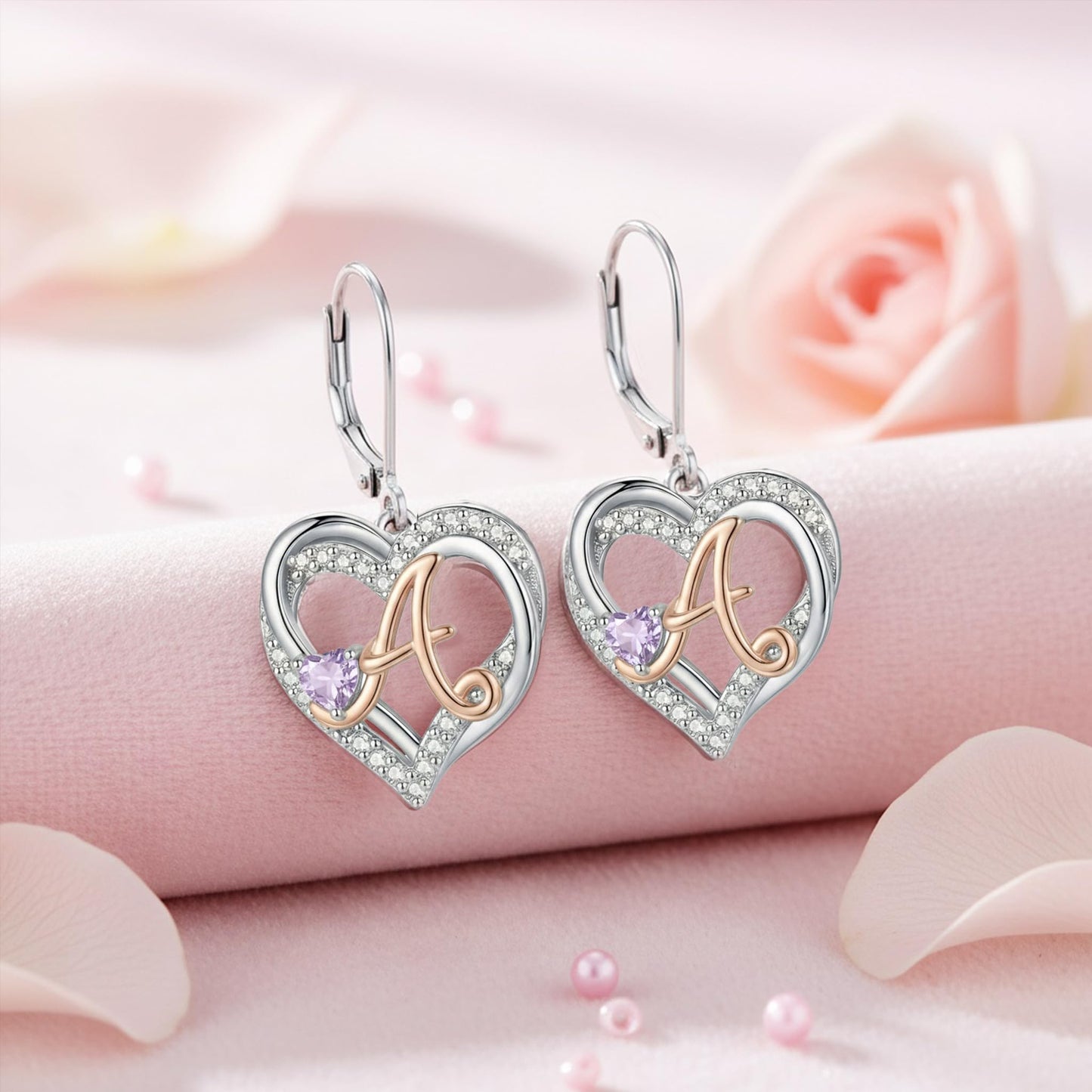 ZPMMPZ Initial Birthstone Earrings Intial Letter Dangle Drop Earrings Birthstone Jewelry Gifts for Women A & July